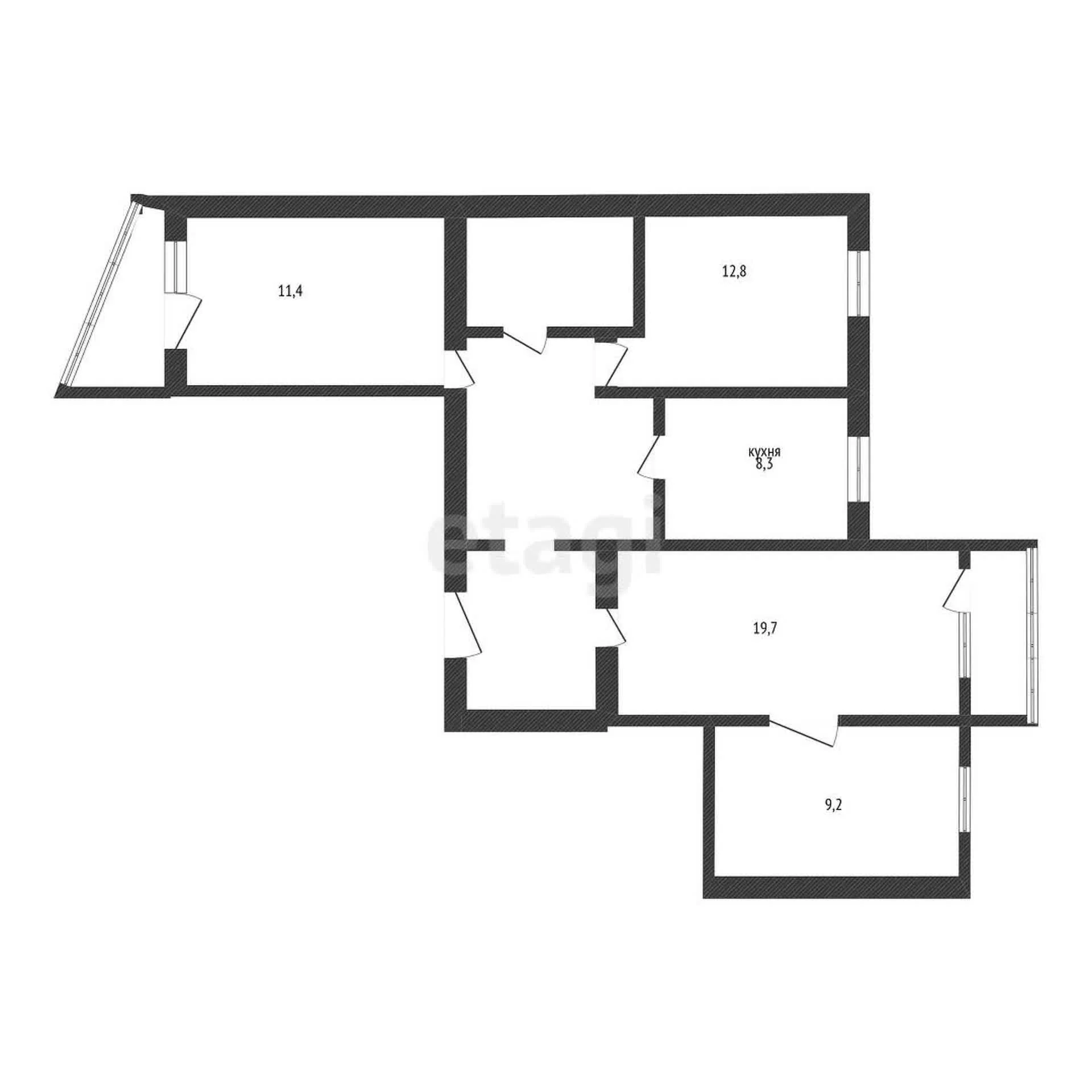 3-к квартира, 79.2м² (улица Фёдора Лузана, 14) - миниатюра 8