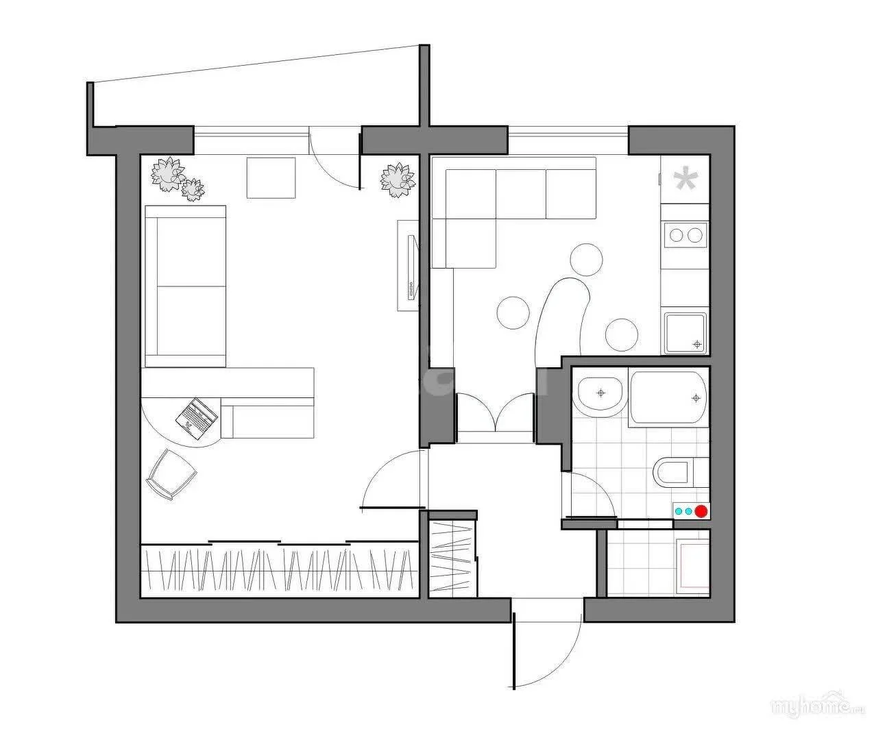 1-к квартира, 35.1м² (улица имени Героя Ростовского, 8к3) - изображение 1