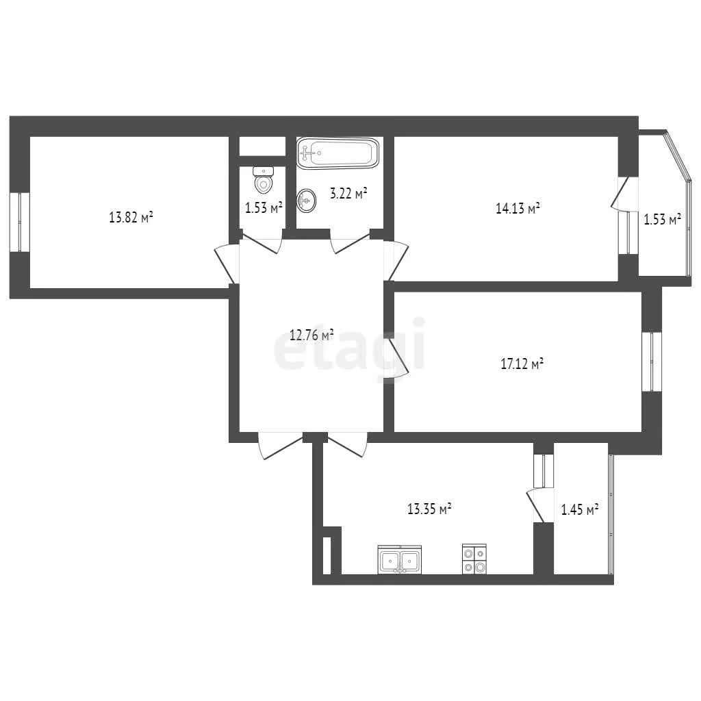 3-к квартира, 76.4м² (улица им. Героя Яцкова И.В., 9к3) - миниатюра 16