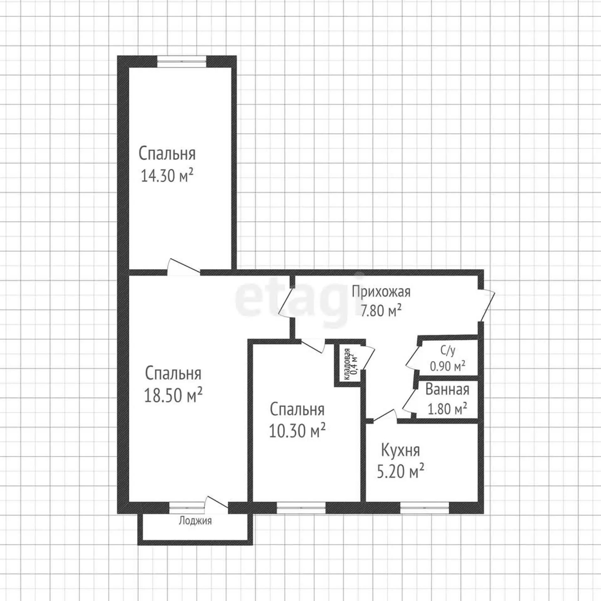 3-к квартира, 59.2м² (Строительная улица, 4) - миниатюра 19