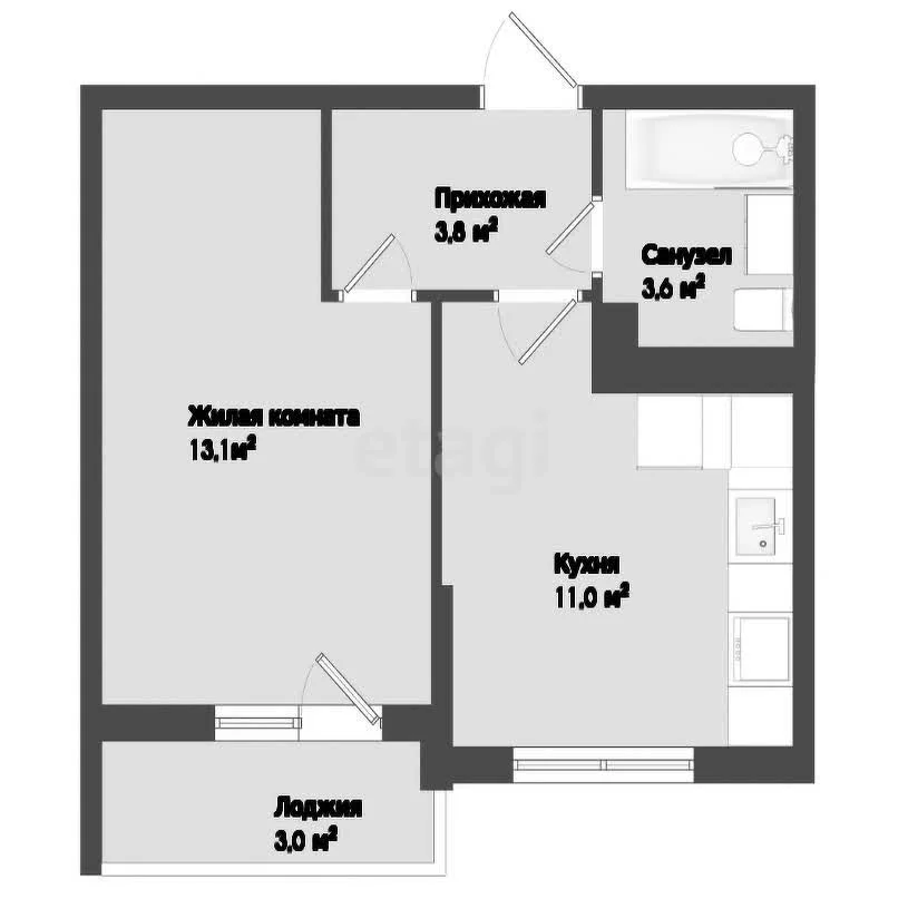 1-к квартира, 31.5м² (улица имени Владимира Жириновского, 1) - миниатюра 17