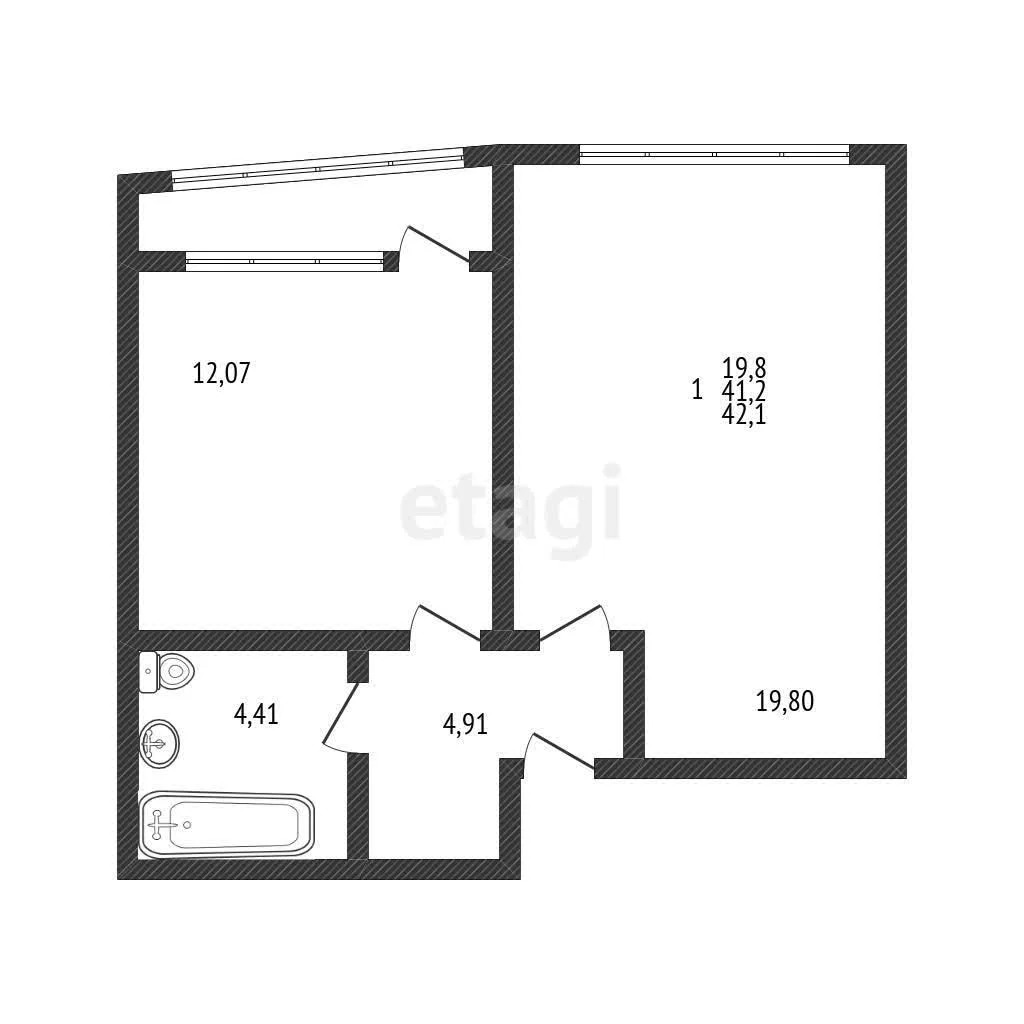 1-к квартира, 42.1м² (Уральская улица, 100/6) - миниатюра 7