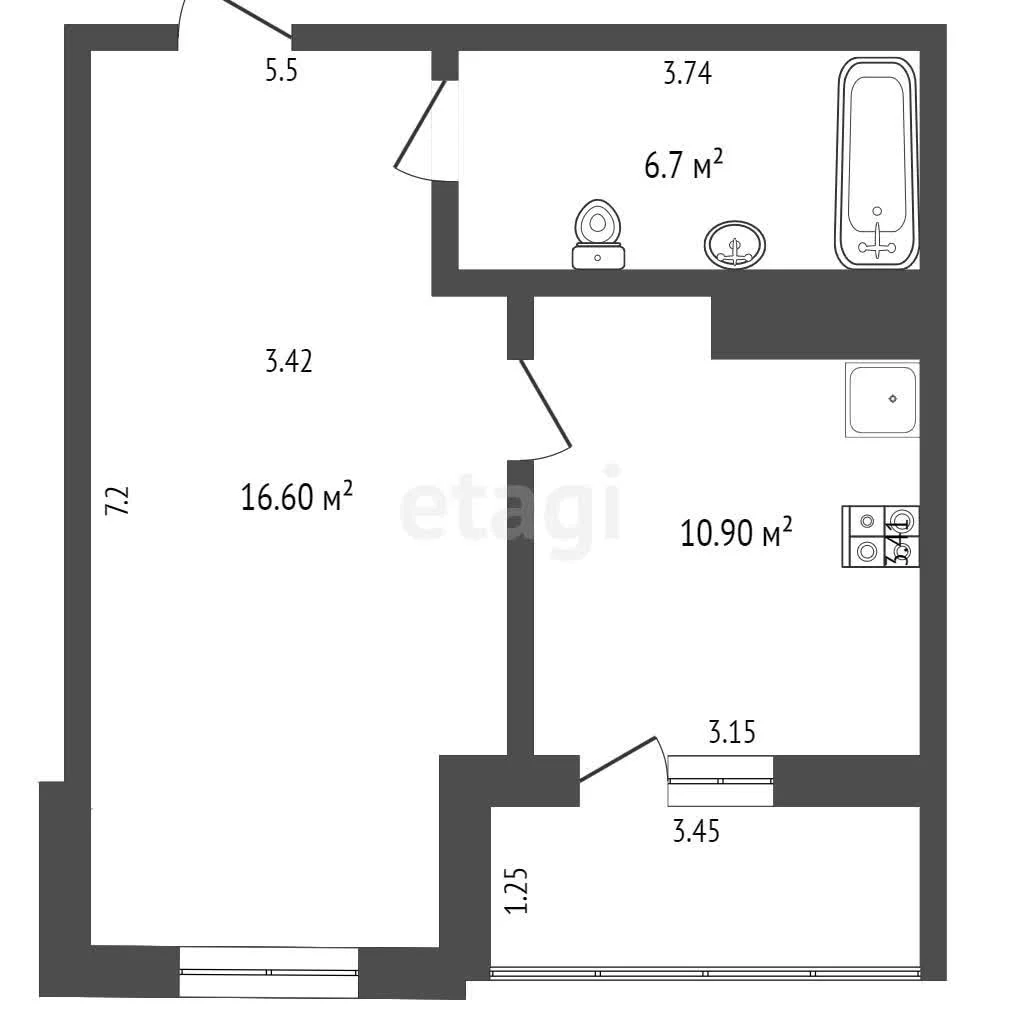 1-к квартира, 41.9м² (3-я Трудовая улица, 1к14) - миниатюра 24