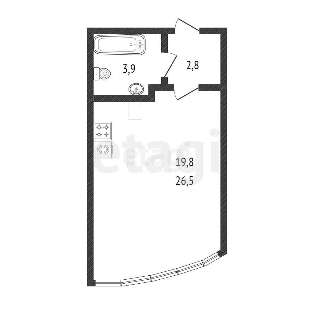 Студия, 26.5м² (улица Ивана Беличенко, 90к1) - миниатюра 18