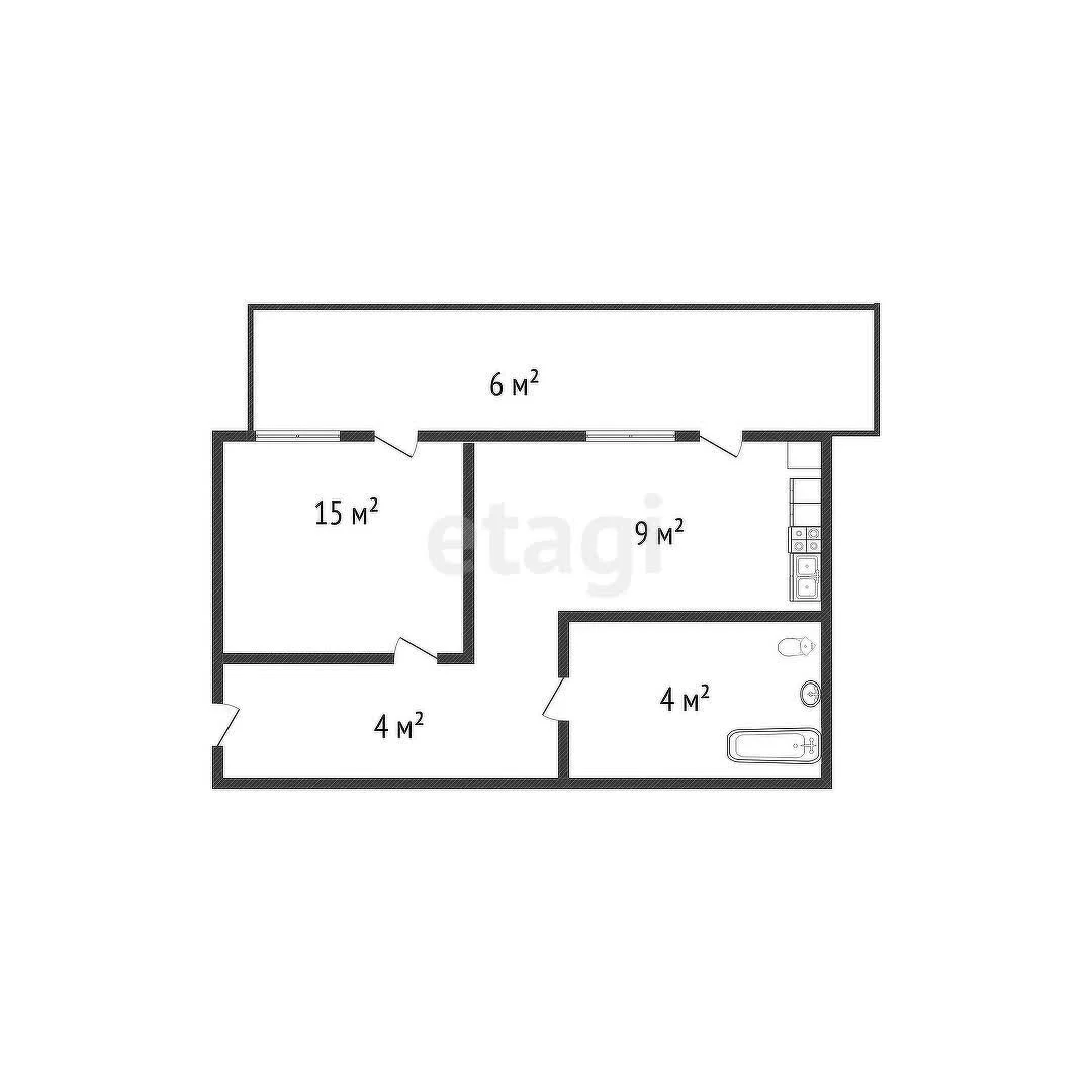 1-к квартира, 41.4м² (улица Евгении Жигуленко, 3) - миниатюра 10