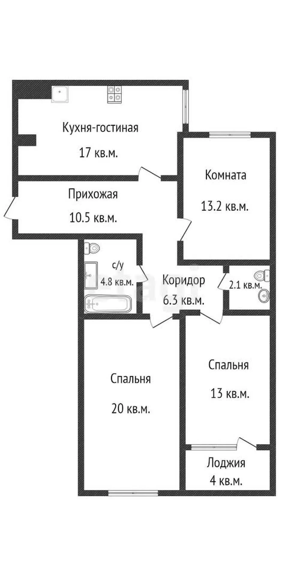 3-к квартира, 86.9м² (Гаражный переулок, 9) - миниатюра 20