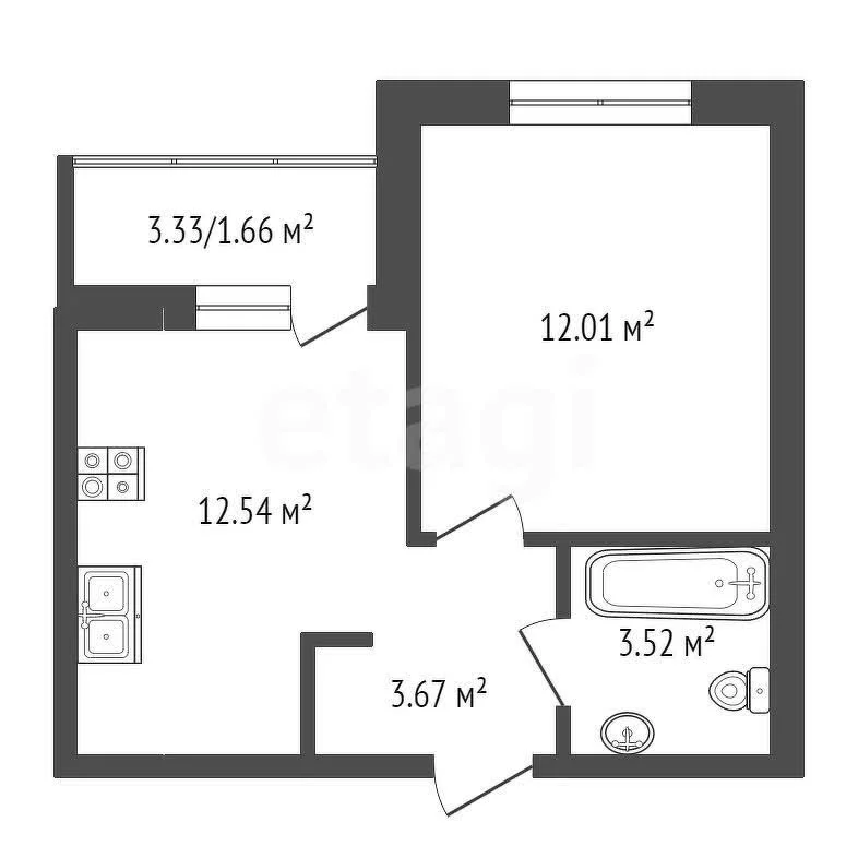 1-к квартира, 32.2м² (улица имени Генерала Корнилова, 10к1) - изображение 1