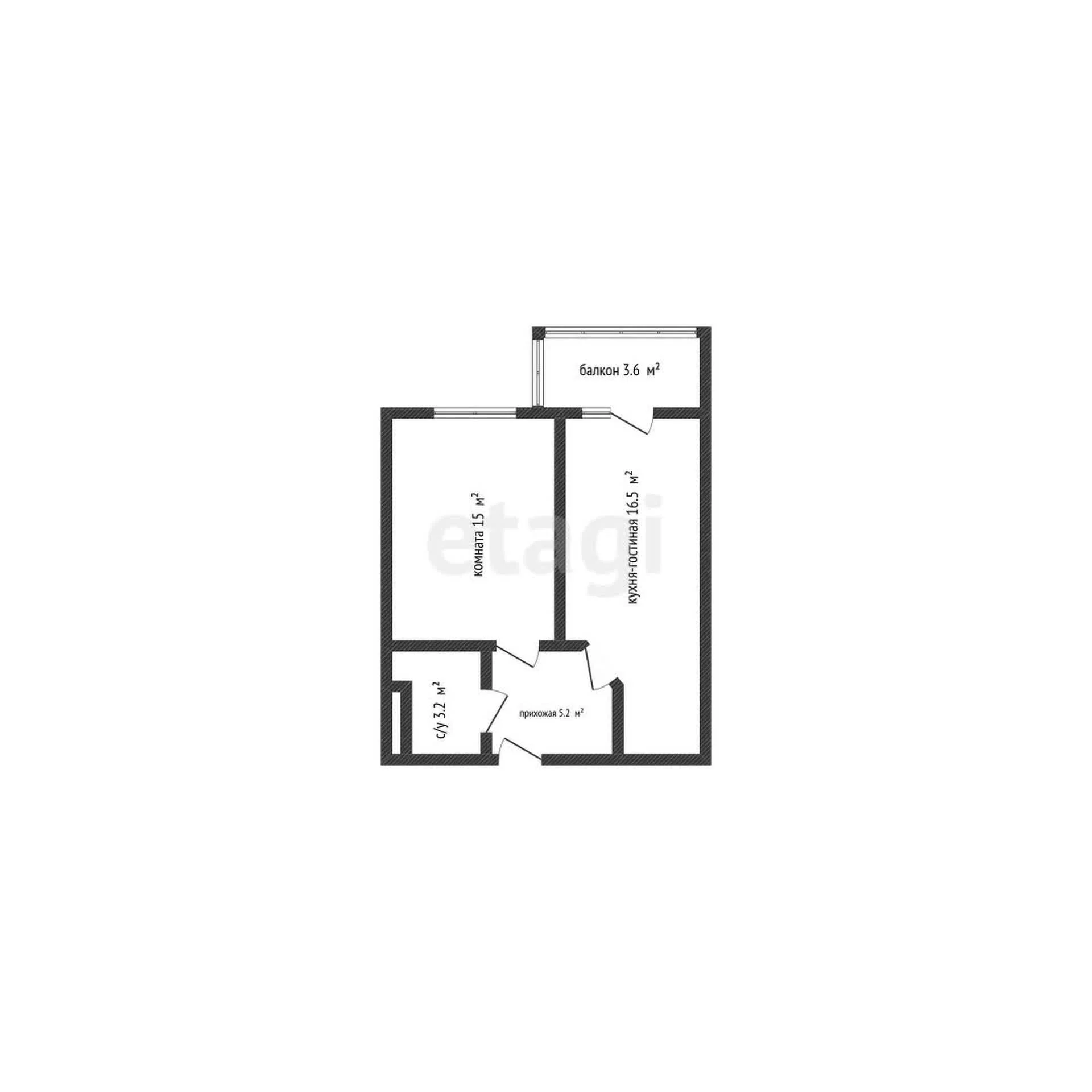 1-к квартира, 41.1м² (Бородинская улица, 156/2) - миниатюра 21