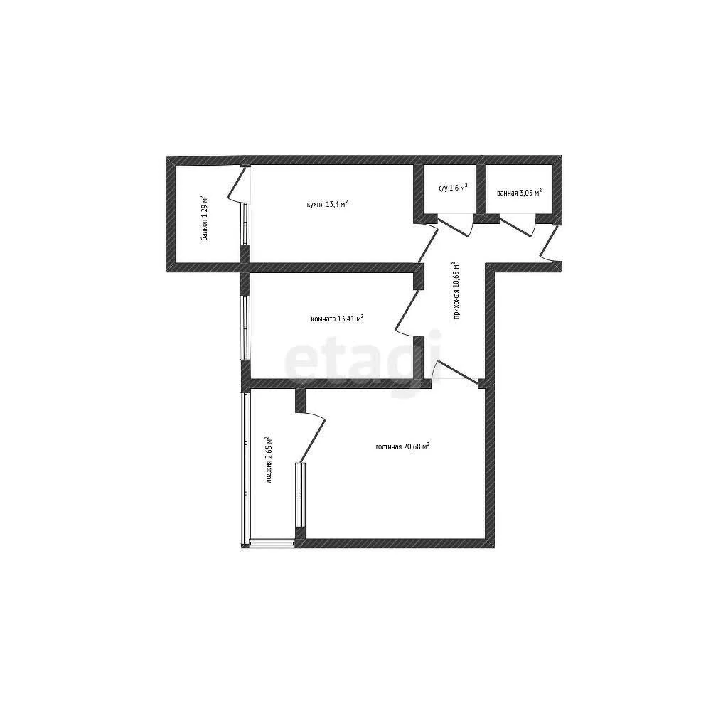 2-к квартира, 68.6м² (Московская улица, 112) - миниатюра 13