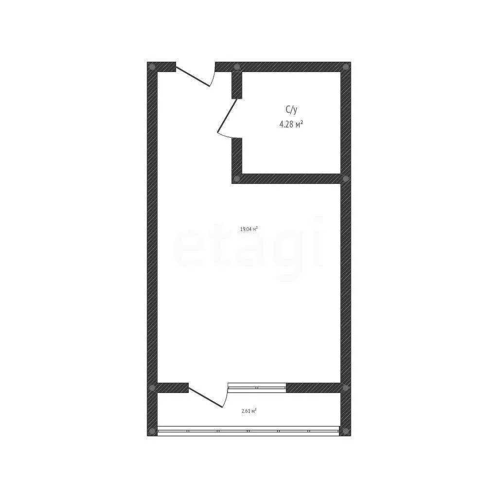 Студия, 19м² (, )