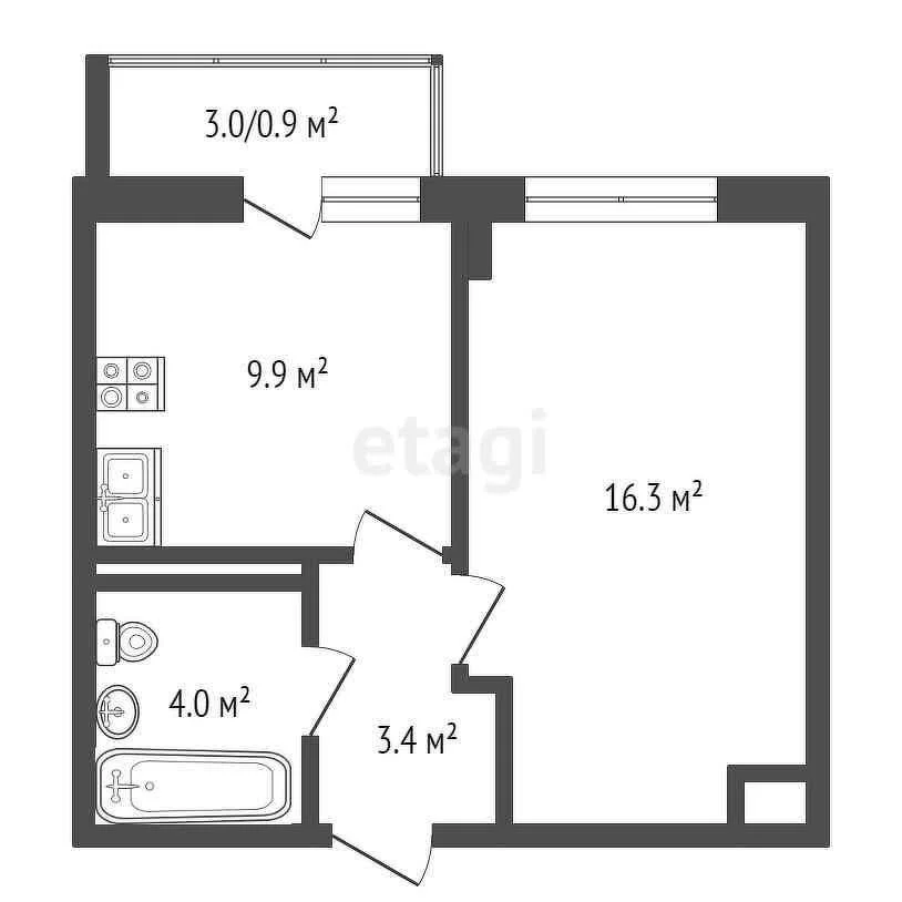 1-к квартира, 34.5м² (улица им. Мурата Ахеджака, 12) - миниатюра 8
