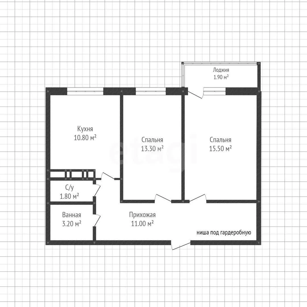 2-к квартира, 55.6м² (улица имени Героя Георгия Бочарникова, 4к1) - изображение 1
