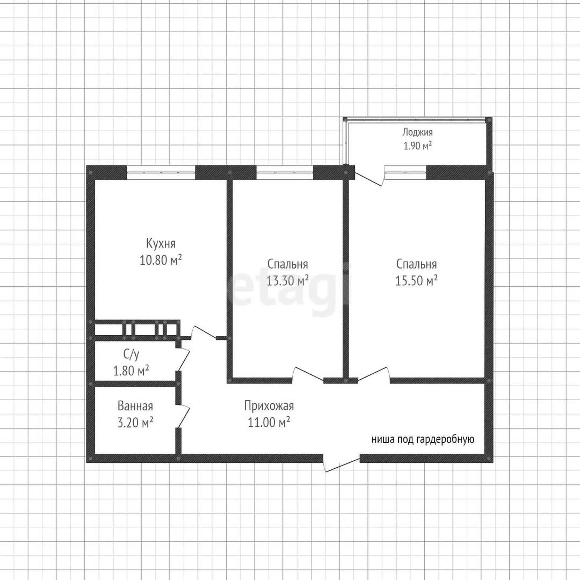 2-к квартира, 55.6м² (улица имени Героя Георгия Бочарникова, 4к1) - миниатюра 30