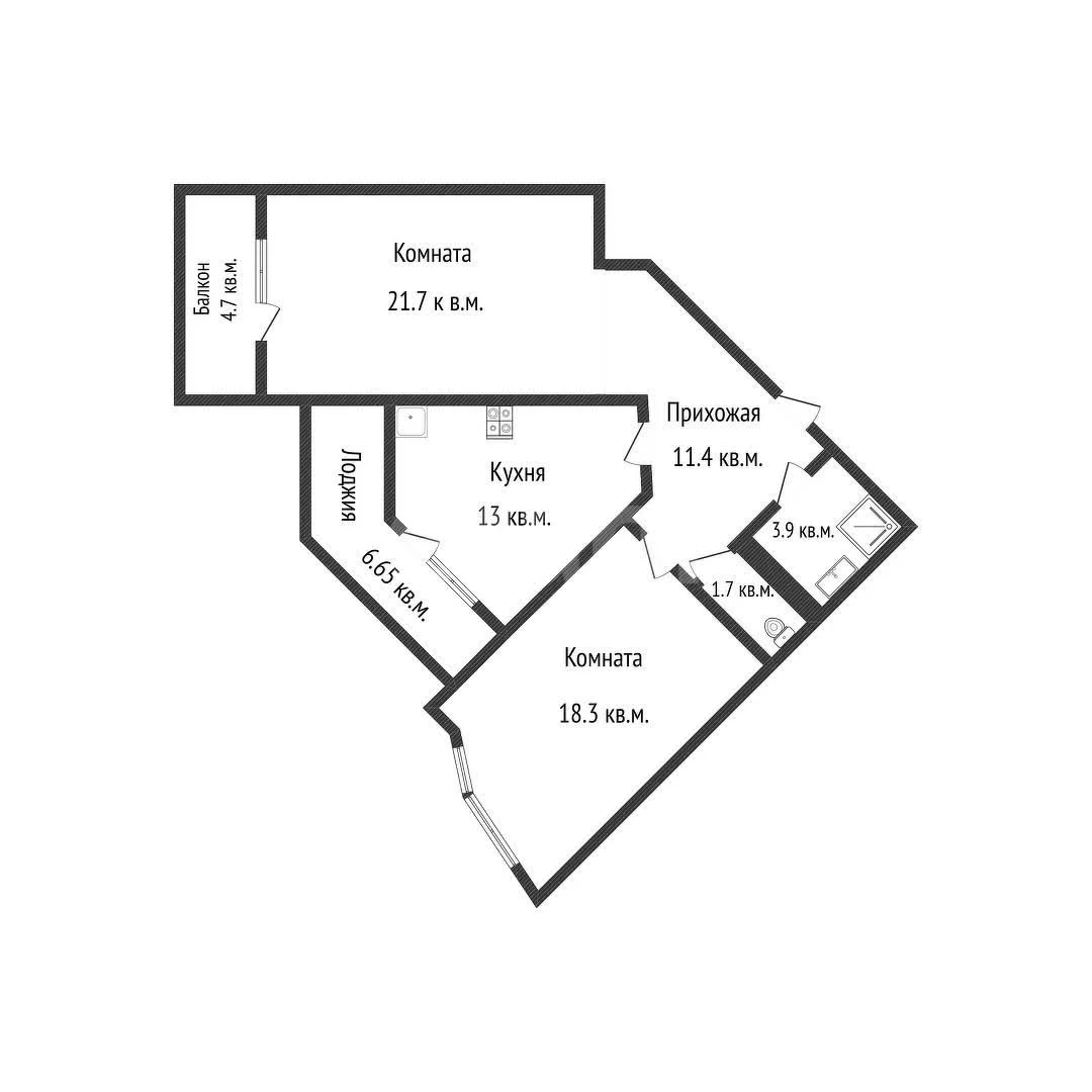 2-к квартира, 70м² (Октябрьская улица, 181/2к3) - миниатюра 4