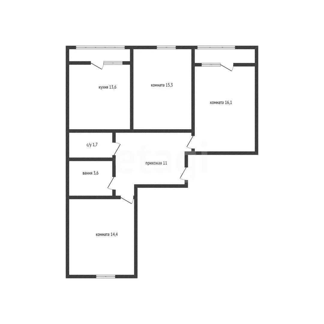 3-к квартира, 78.8м² (улица Снесарева, 17/1к2) - изображение 1