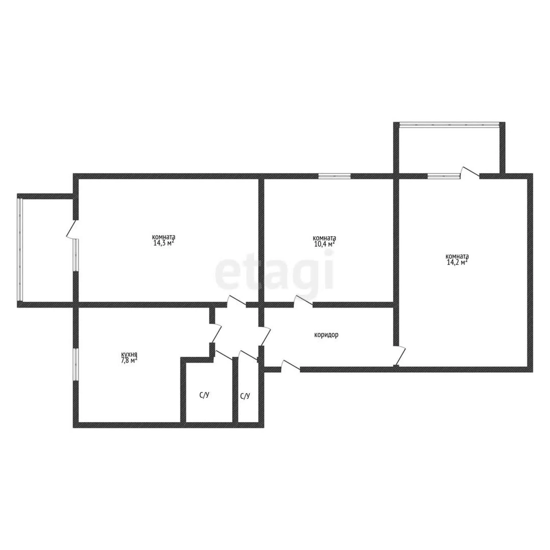 3-к квартира, 58.9м² (Ставропольская улица, 258) - миниатюра 8