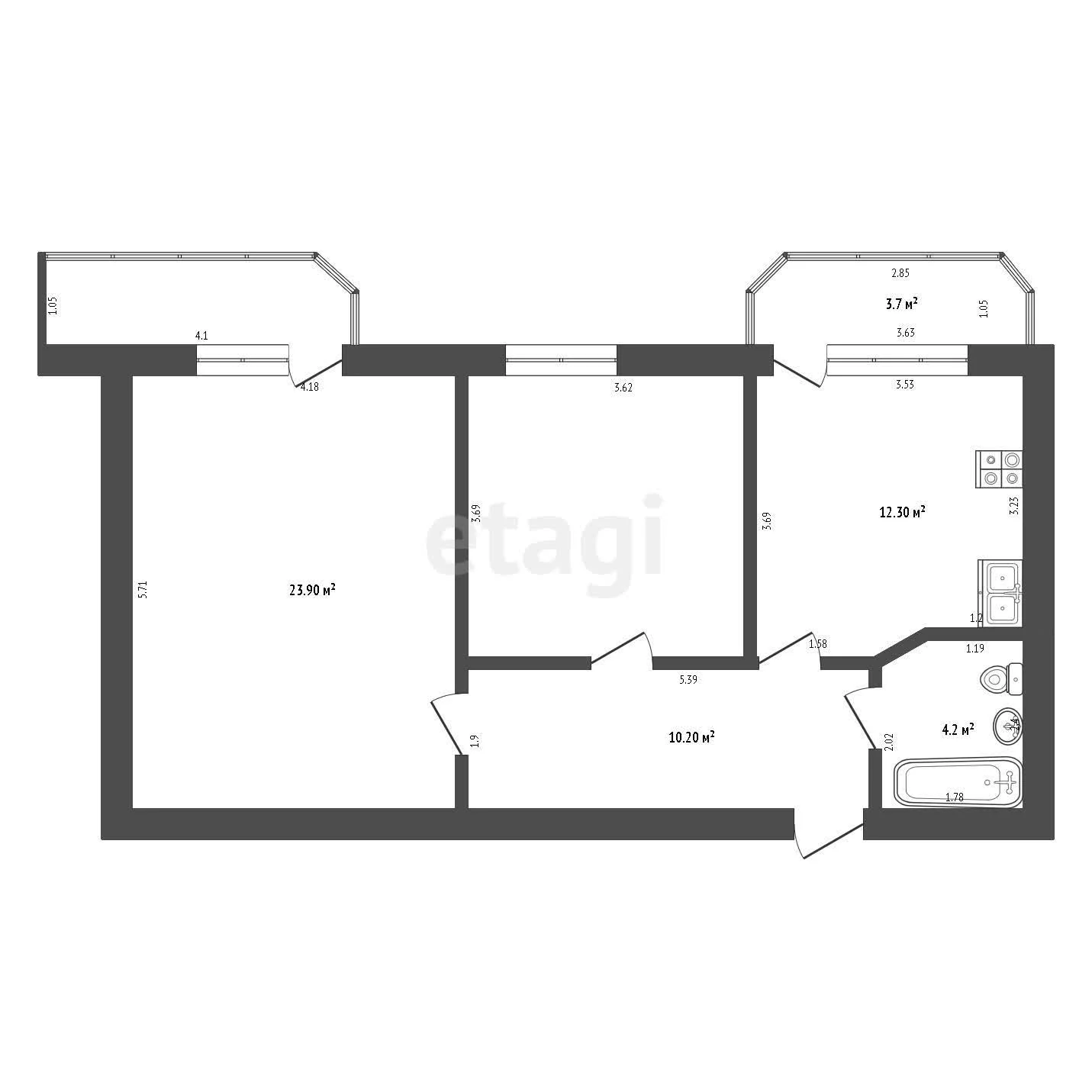2-к квартира, 53м² (улица Красных Партизан, 111) - миниатюра 17