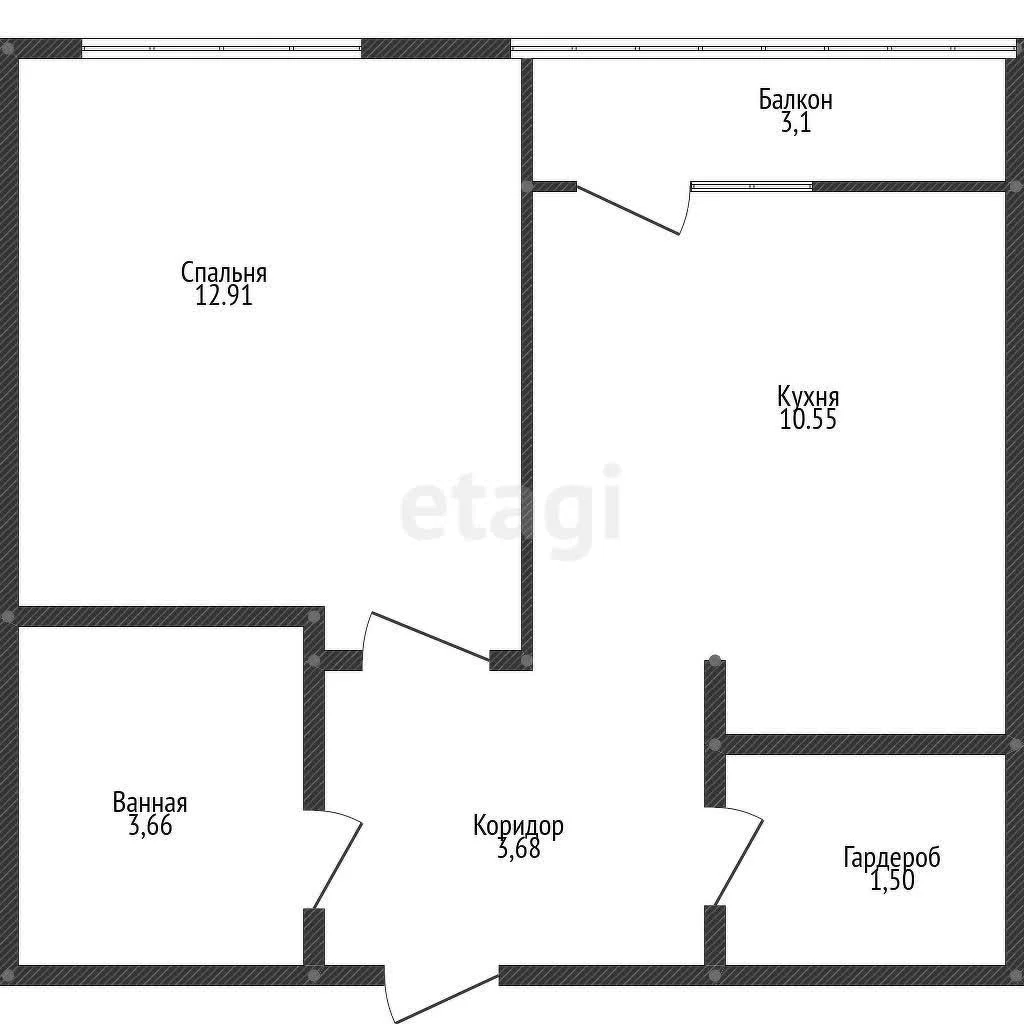 1-к квартира, 33.9м² (улица Петра Метальникова, 36) - миниатюра 9