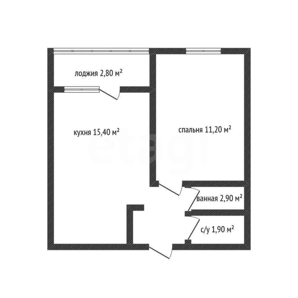 1-к квартира, 37.4м² (улица Героя Пешкова, 14/4) - изображение 1