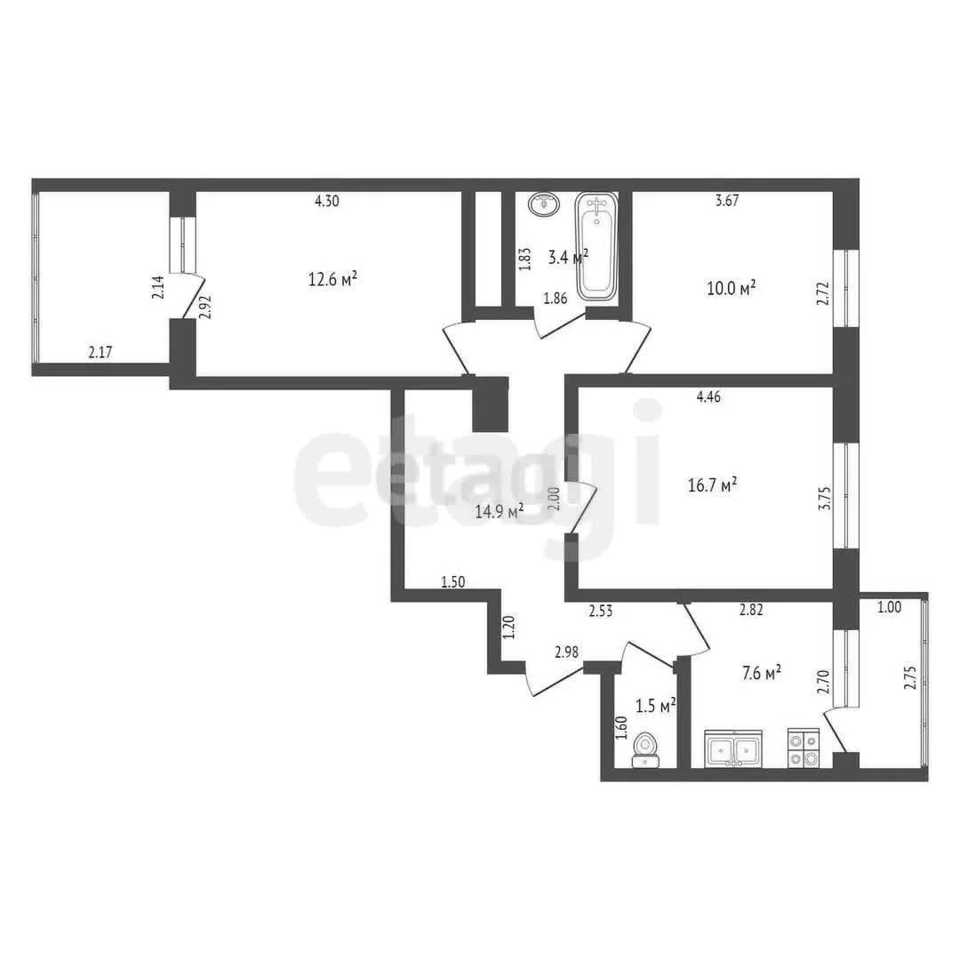 3-к квартира, 67м² (Садовая улица, 5/1) - миниатюра 13