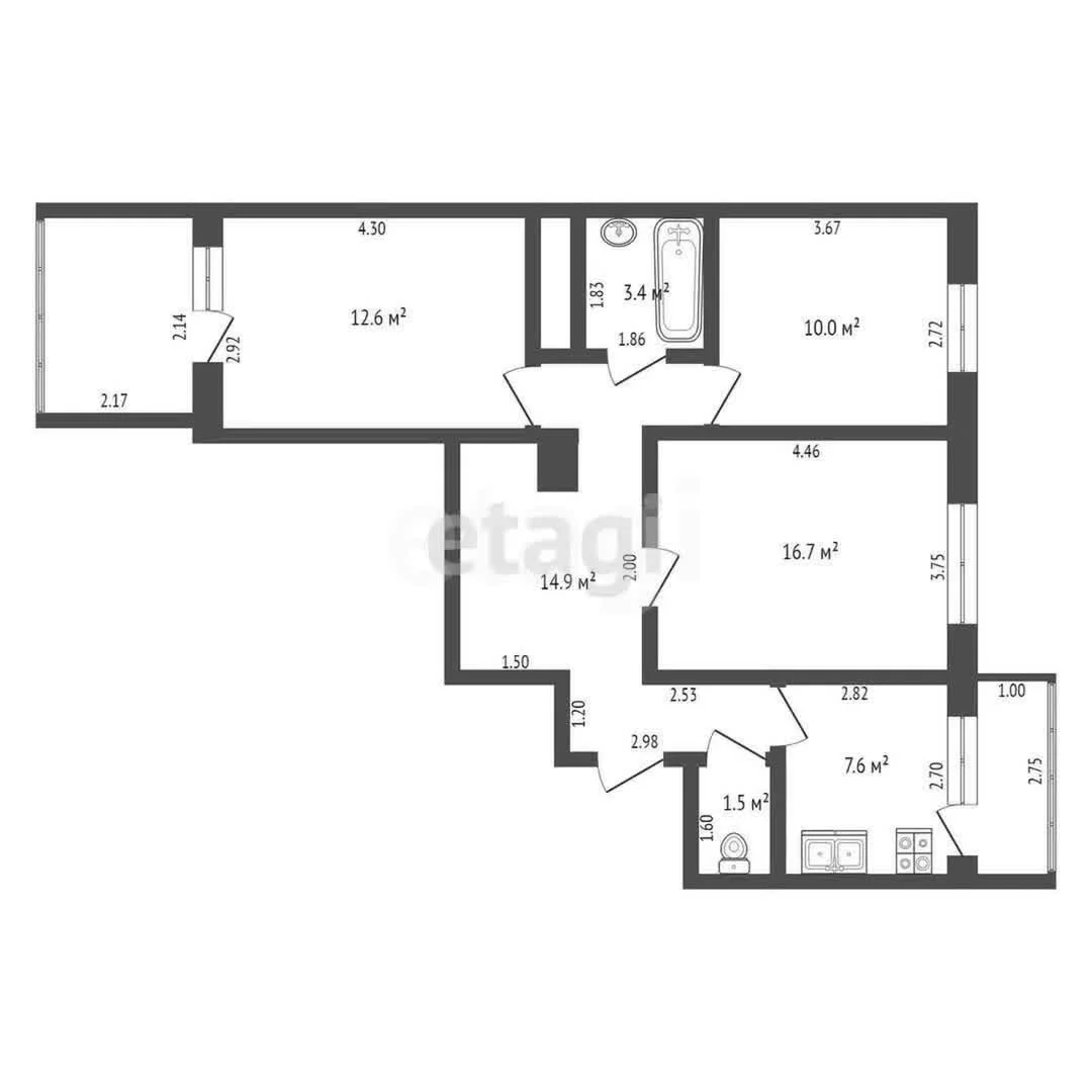 3-к квартира, 67м² (Садовая улица, 5/1) - миниатюра 3