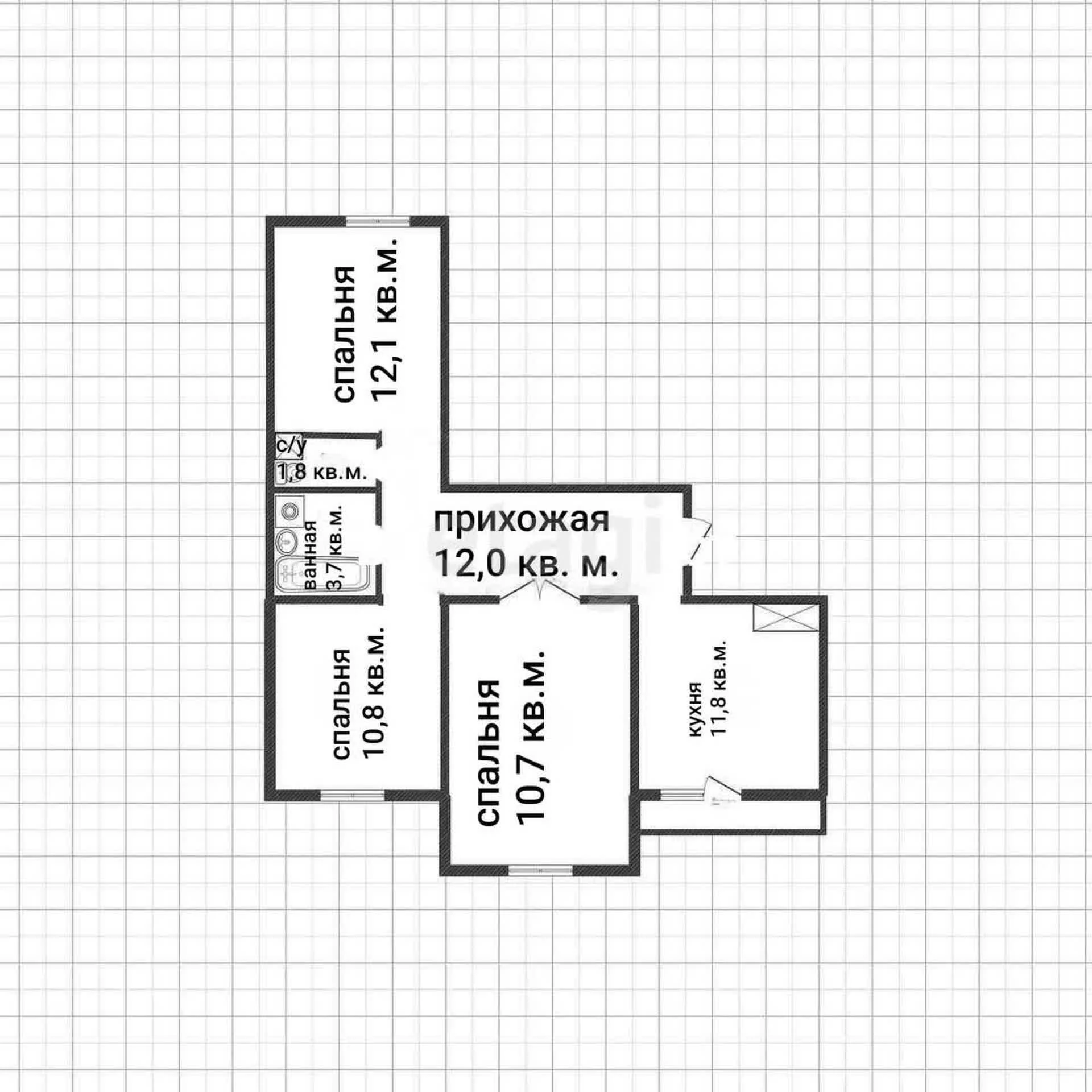 3-к квартира, 68.9м² (улица Героев-Разведчиков, 12) - миниатюра 27