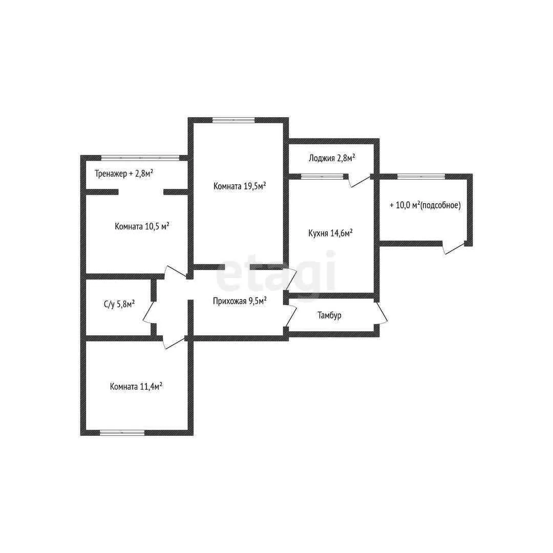 3-к квартира, 73.6м² (улица 70-летия Октября, 26) - миниатюра 21