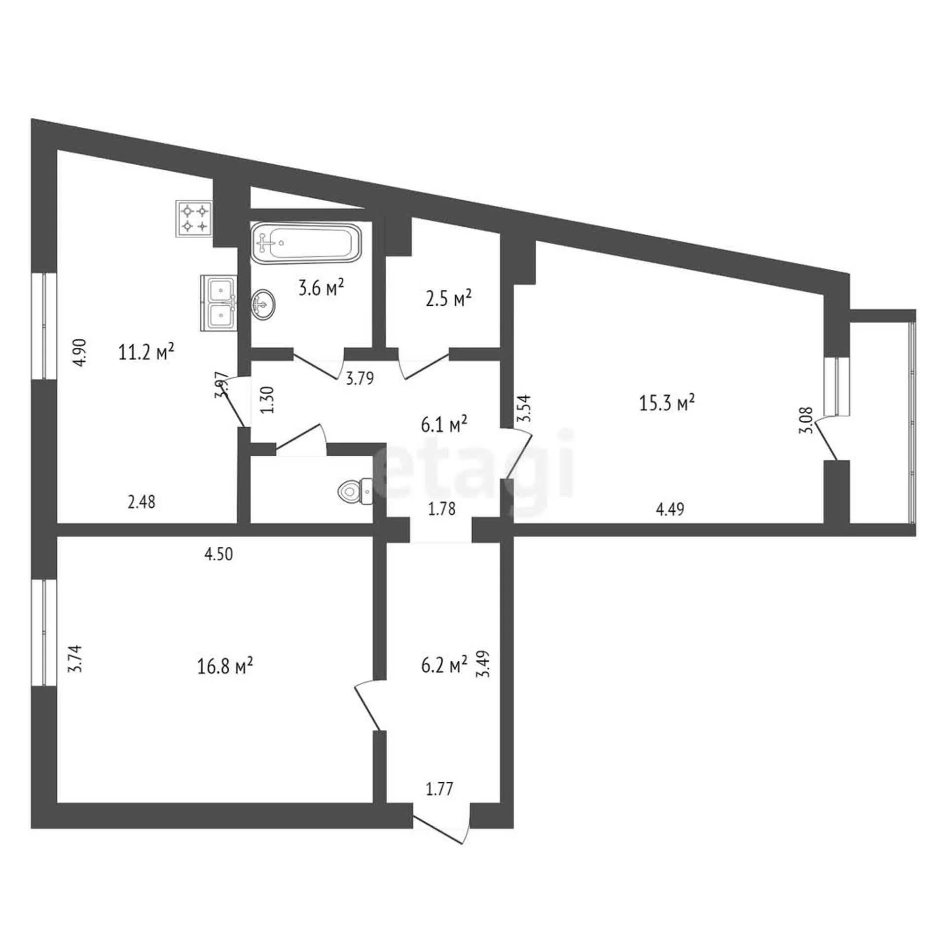 2-к квартира, 63.2м² (Красная улица, 206) - миниатюра 12