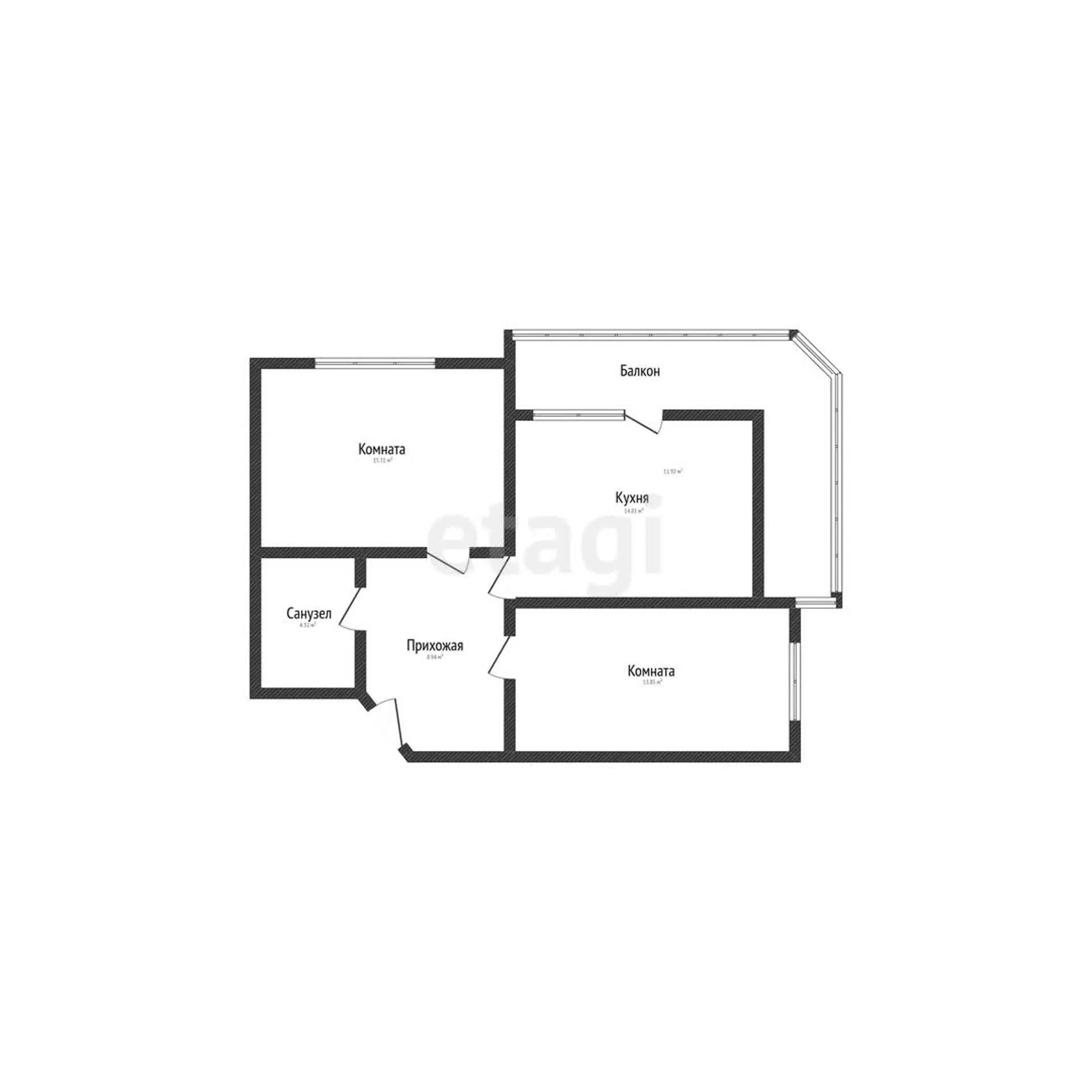 2-к квартира, 66.6м² (улица Григория Булгакова, 12к1) - миниатюра 16