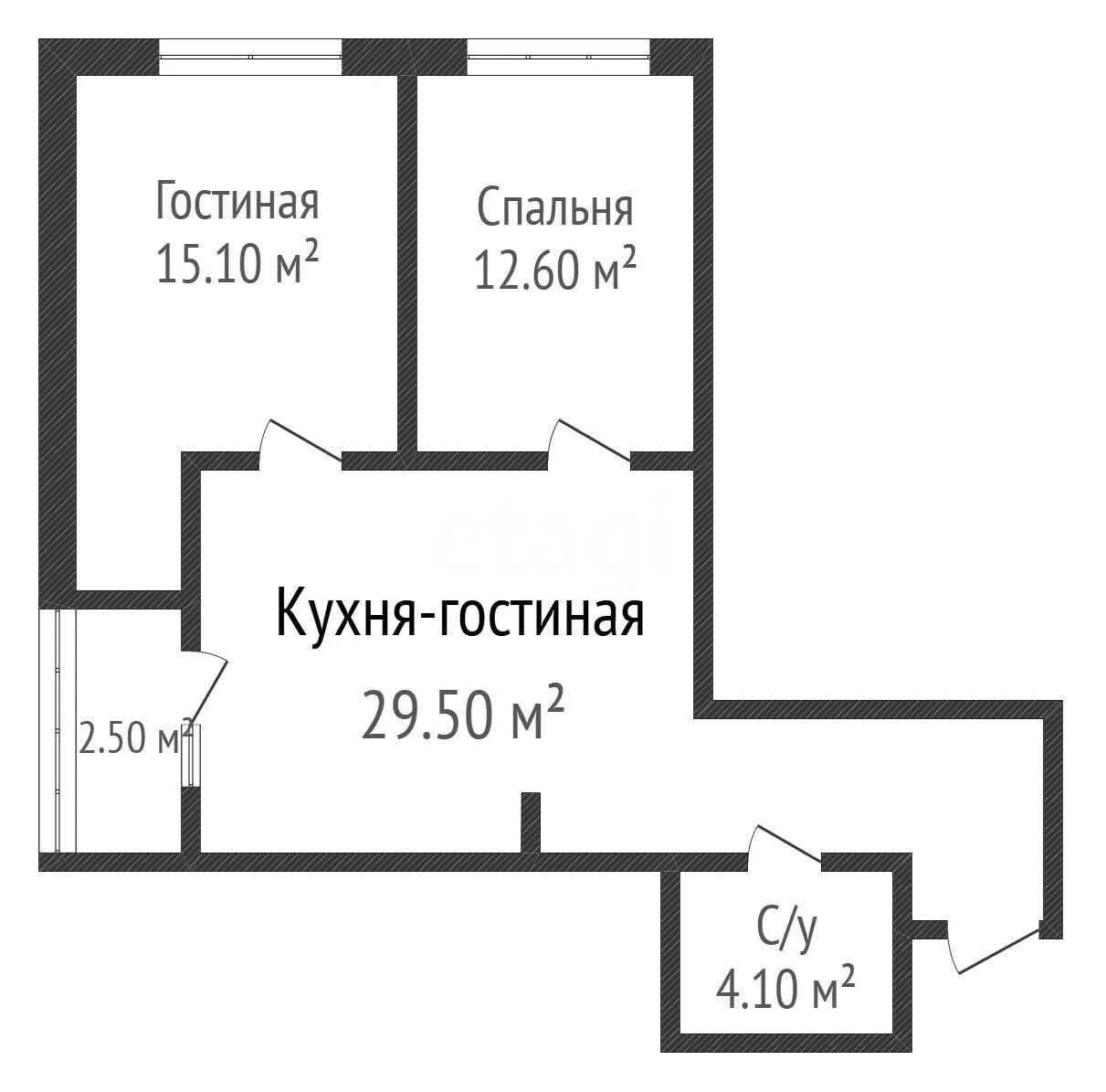 2-к квартира, 61.1м² (улица имени Героя Георгия Бочарникова, 1) - миниатюра 17