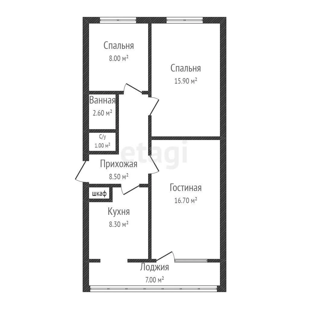 3-к квартира, 61м² (улица Пушкина, 19) - миниатюра 30
