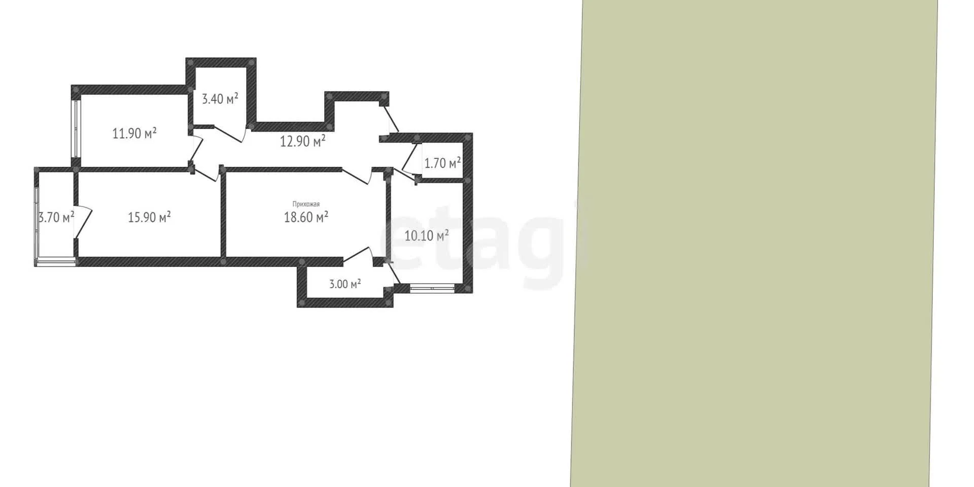 3-к квартира, 75.8м² (Античная улица, 2) - миниатюра 9