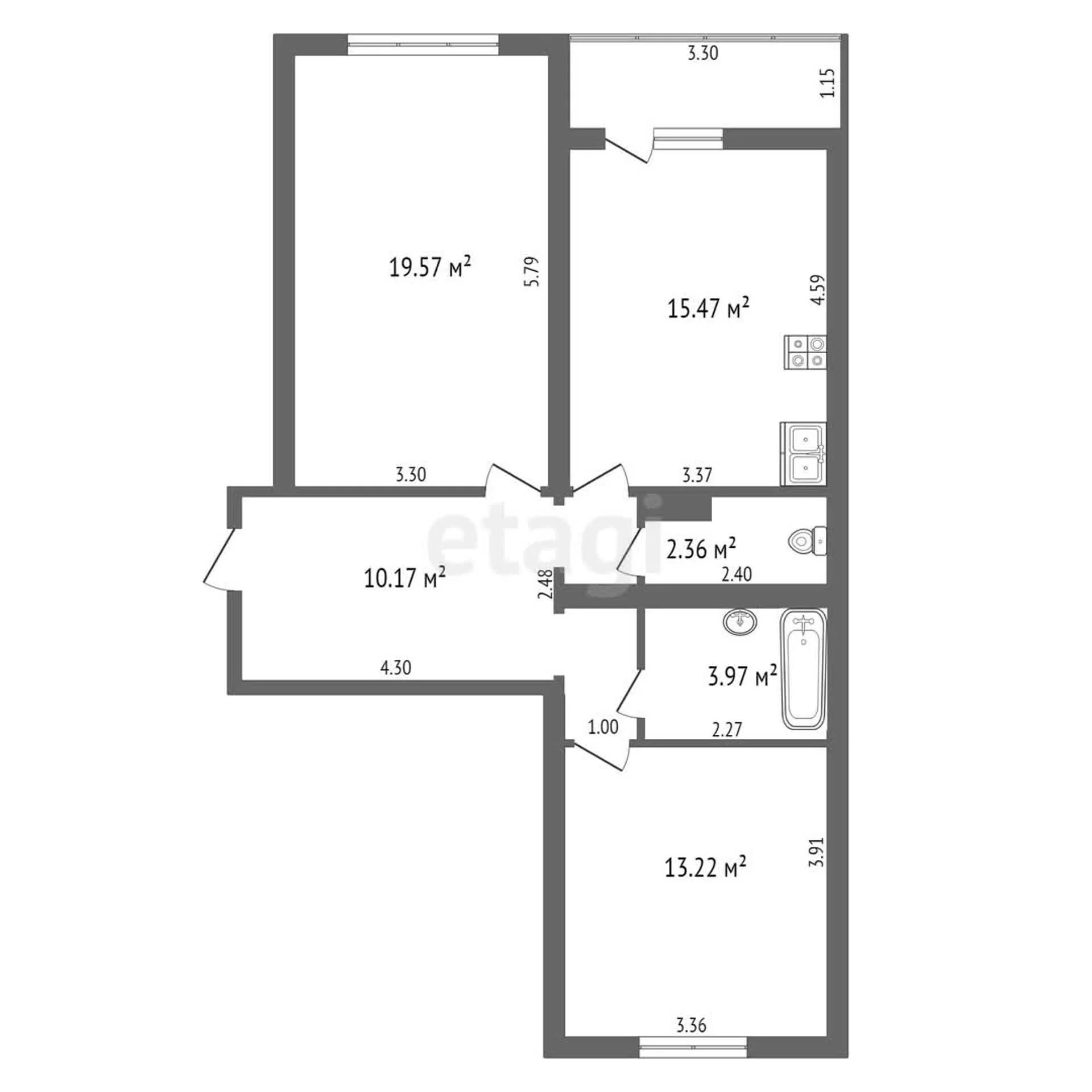 2-к квартира, 67.5м² (улица Атарбекова, 5/1) - миниатюра 17