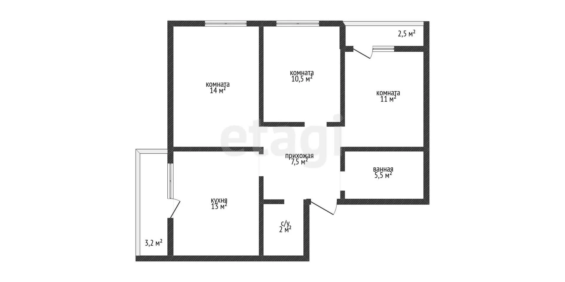 3-к квартира, 63.7м² (улица Лётчика Позднякова, 2к14) - миниатюра 8