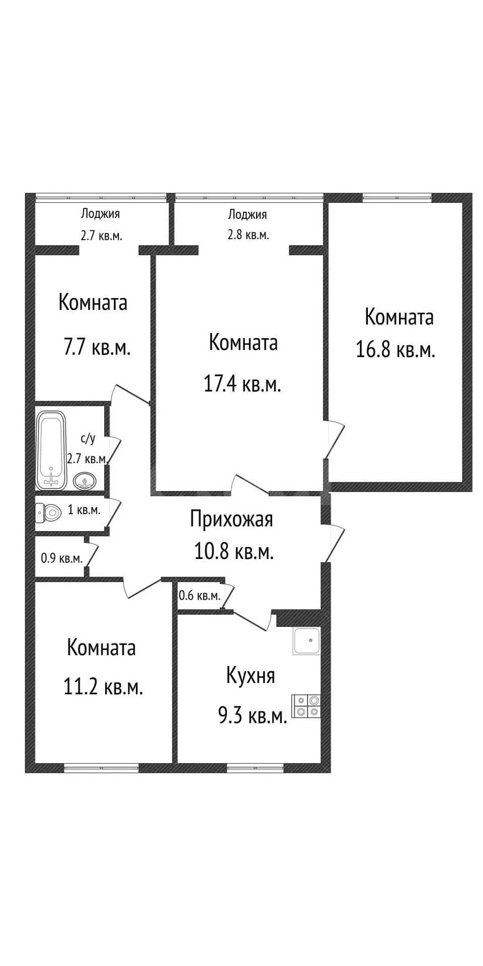 4-к+ квартира, 78.4м² (Тепличная улица, 52) - миниатюра 22