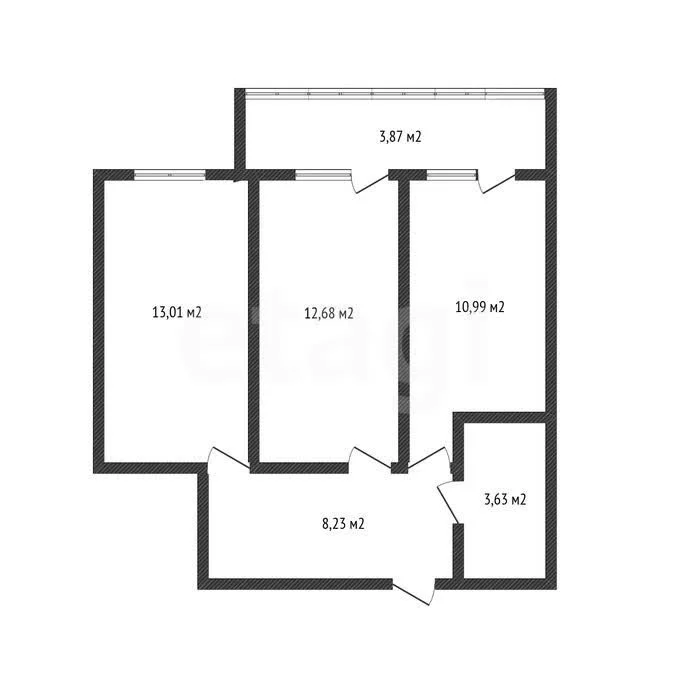 2-к квартира, 50.41м² (улица Краеведа Соловьёва, 6) - изображение 1