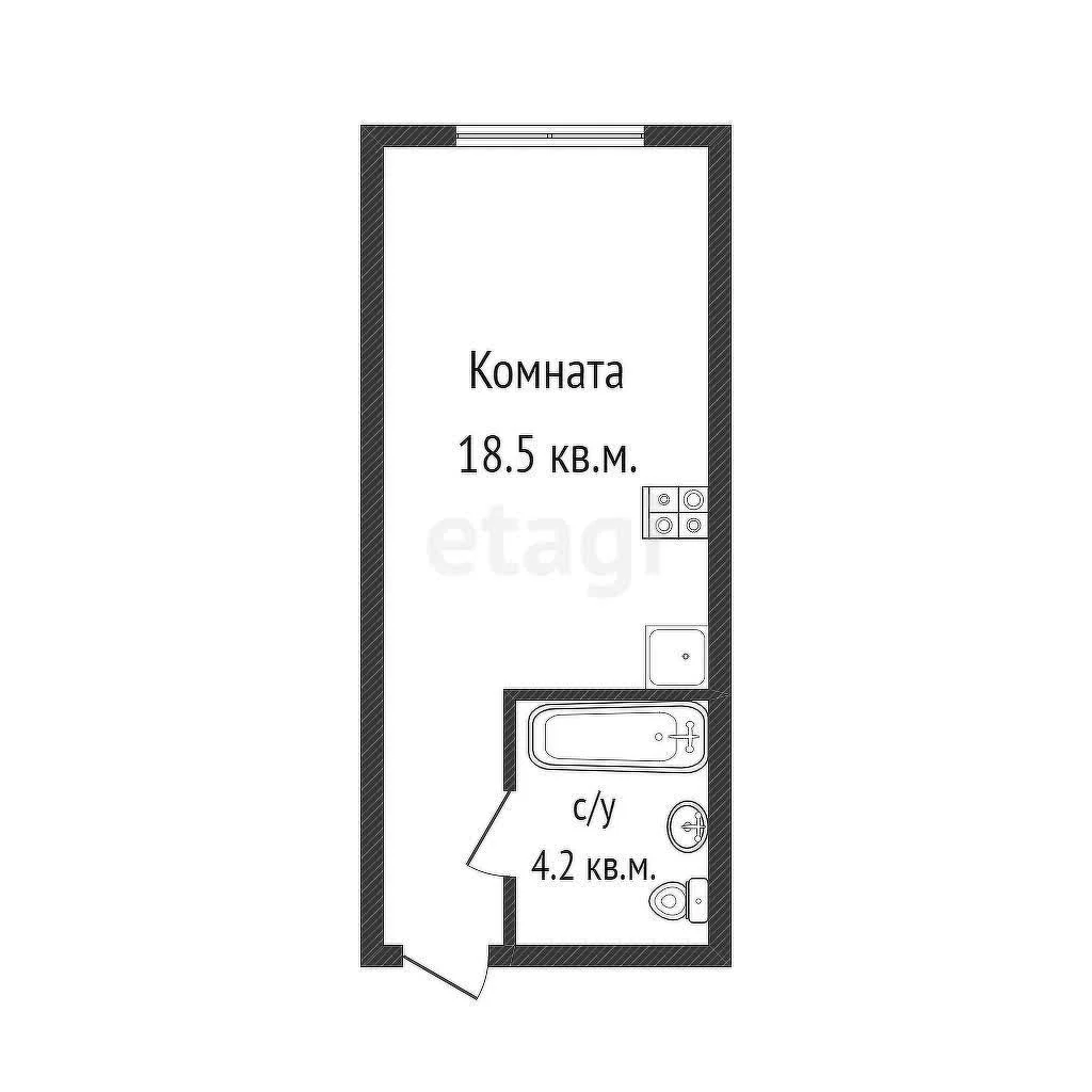 Студия, 22.5м² (улица Бигдая, 8) - миниатюра 7
