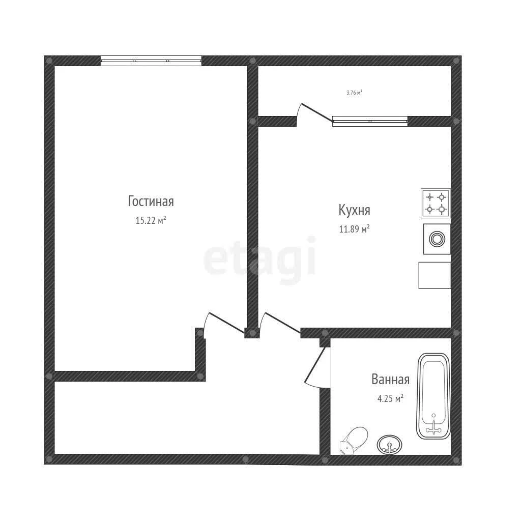 1-к квартира, 38.3м² (Питерская улица, 40) - миниатюра 21
