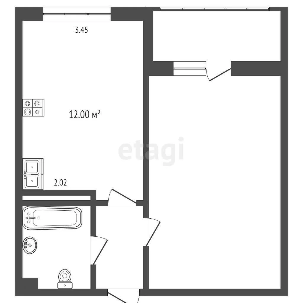 1-к квартира, 41.3м² (улица имени В.Н. Мачуги, 166а) - миниатюра 15