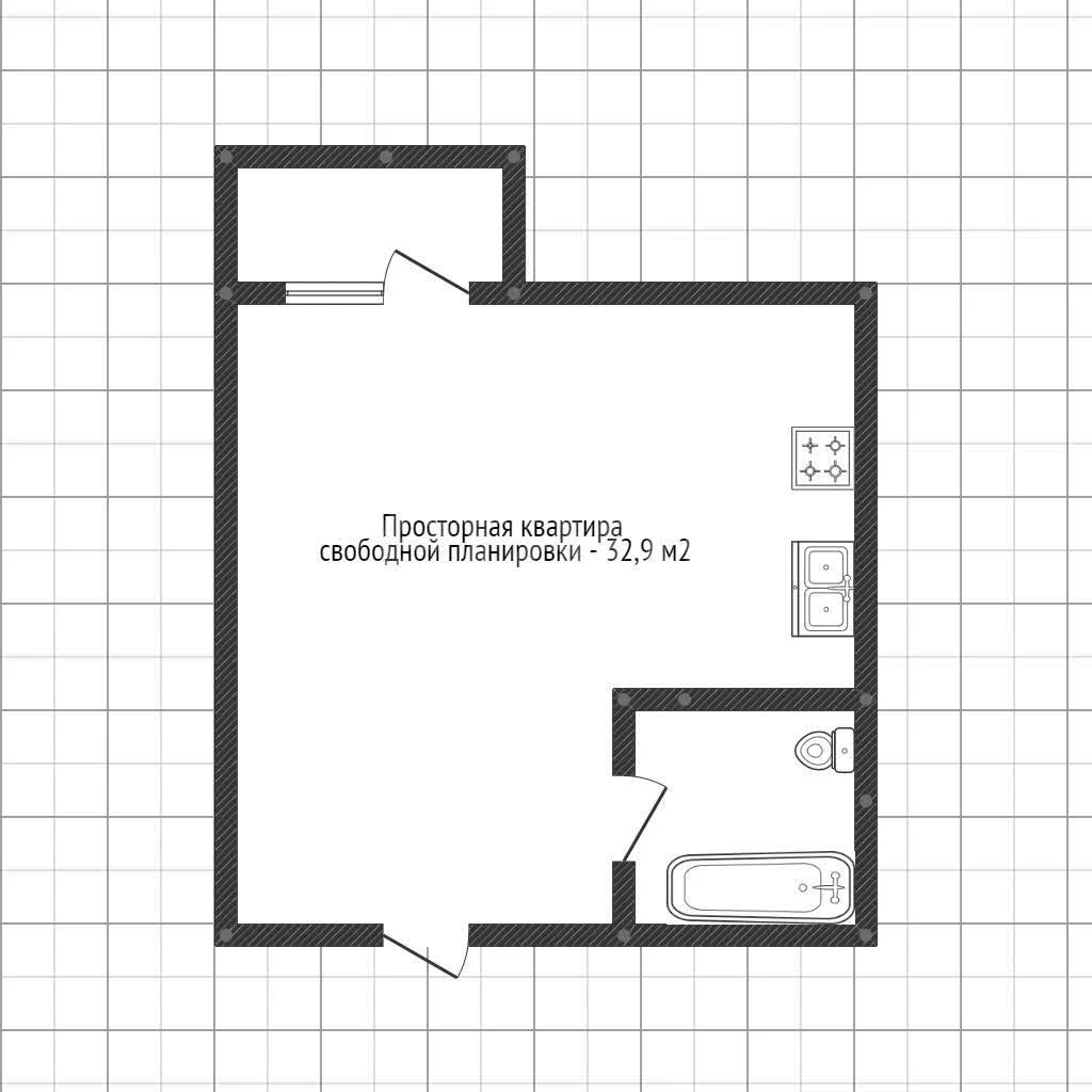 Студия, 32.9м² (Бжегокайская улица, 90/5к1)