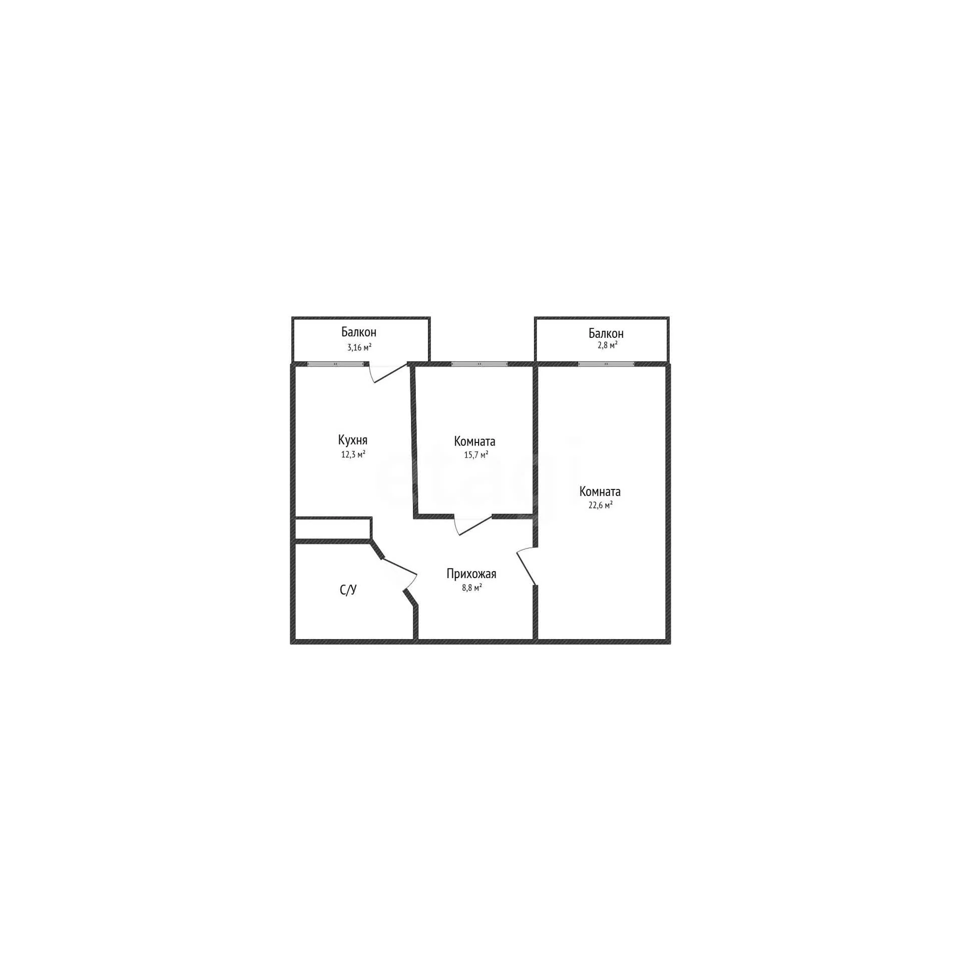 2-к квартира, 64.5м² (Московская улица, 131к2) - миниатюра 20