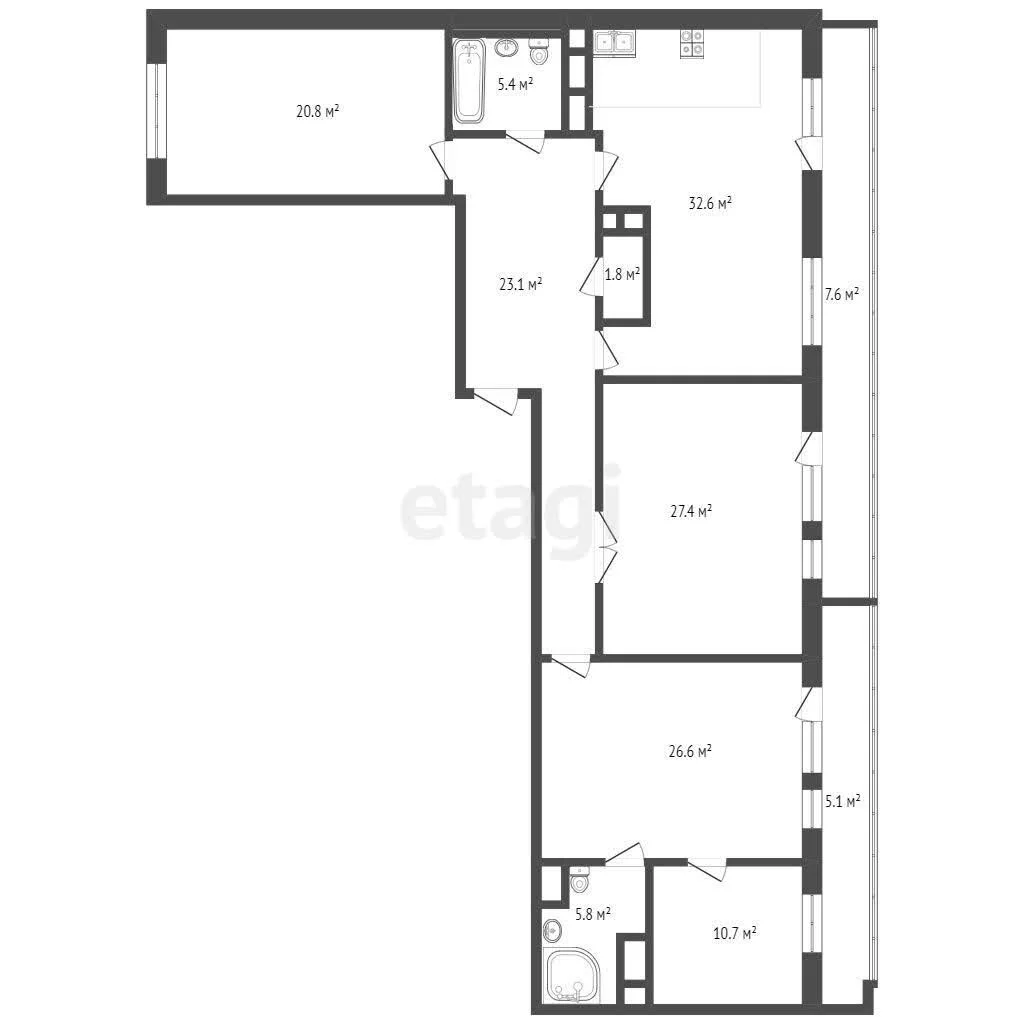 3-к квартира, 155.1м² (улица Будённого, 129) - миниатюра 20