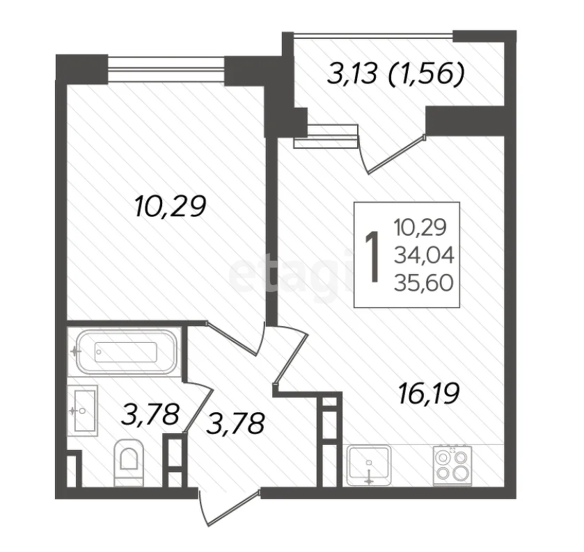 1-к квартира, 35.6м² (Уральская улица, 87/7с1) - миниатюра 9