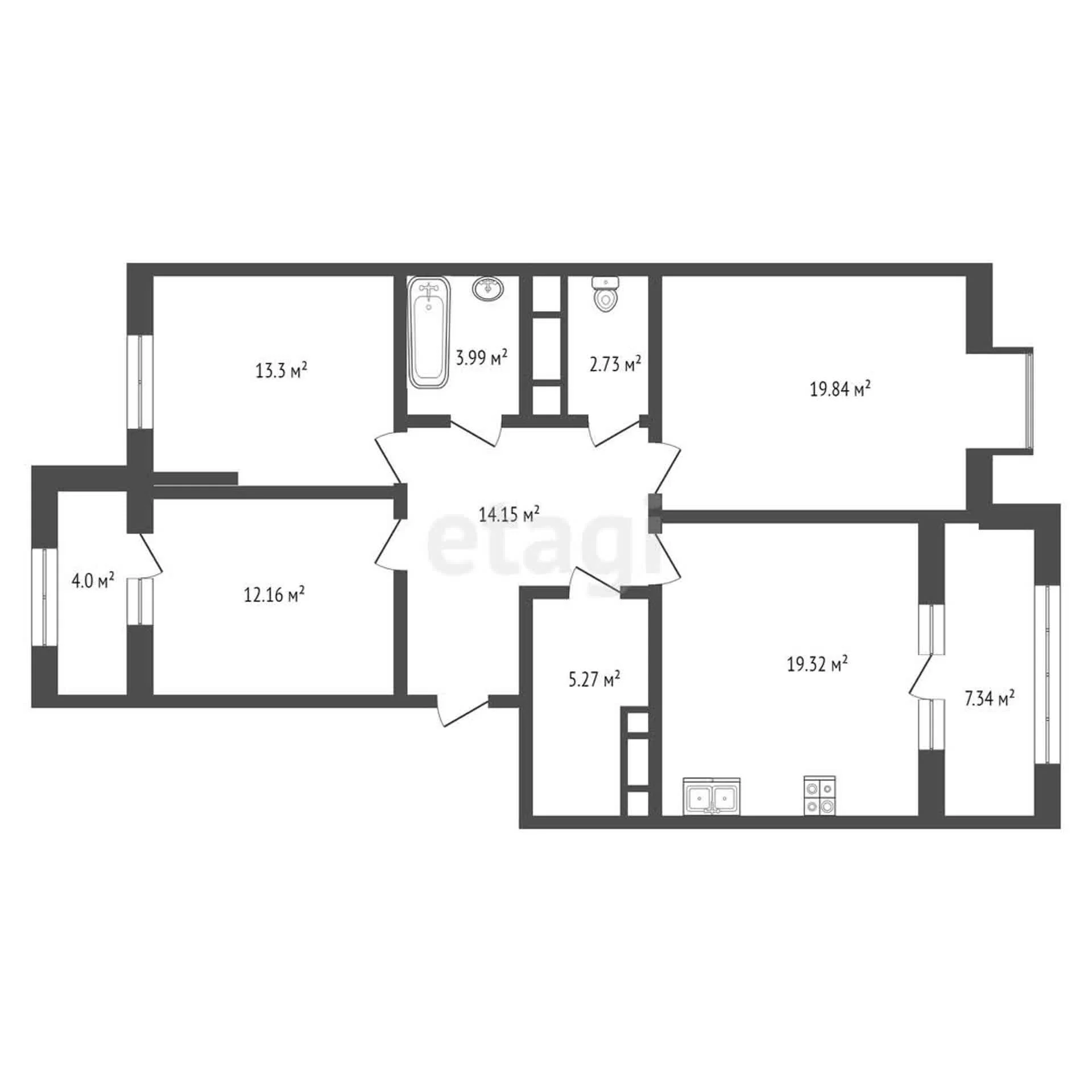 3-к квартира, 96.4м² (Школьная улица, 1ст.5) - миниатюра 11