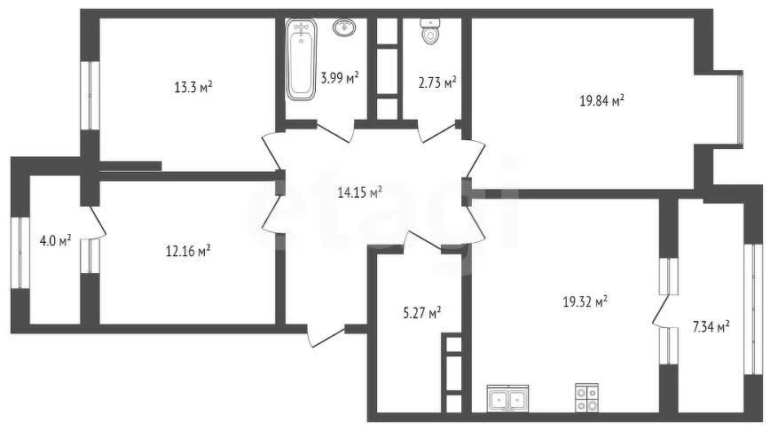3-к квартира, 96.4м² (Школьная улица, 1ст.5) - миниатюра 5