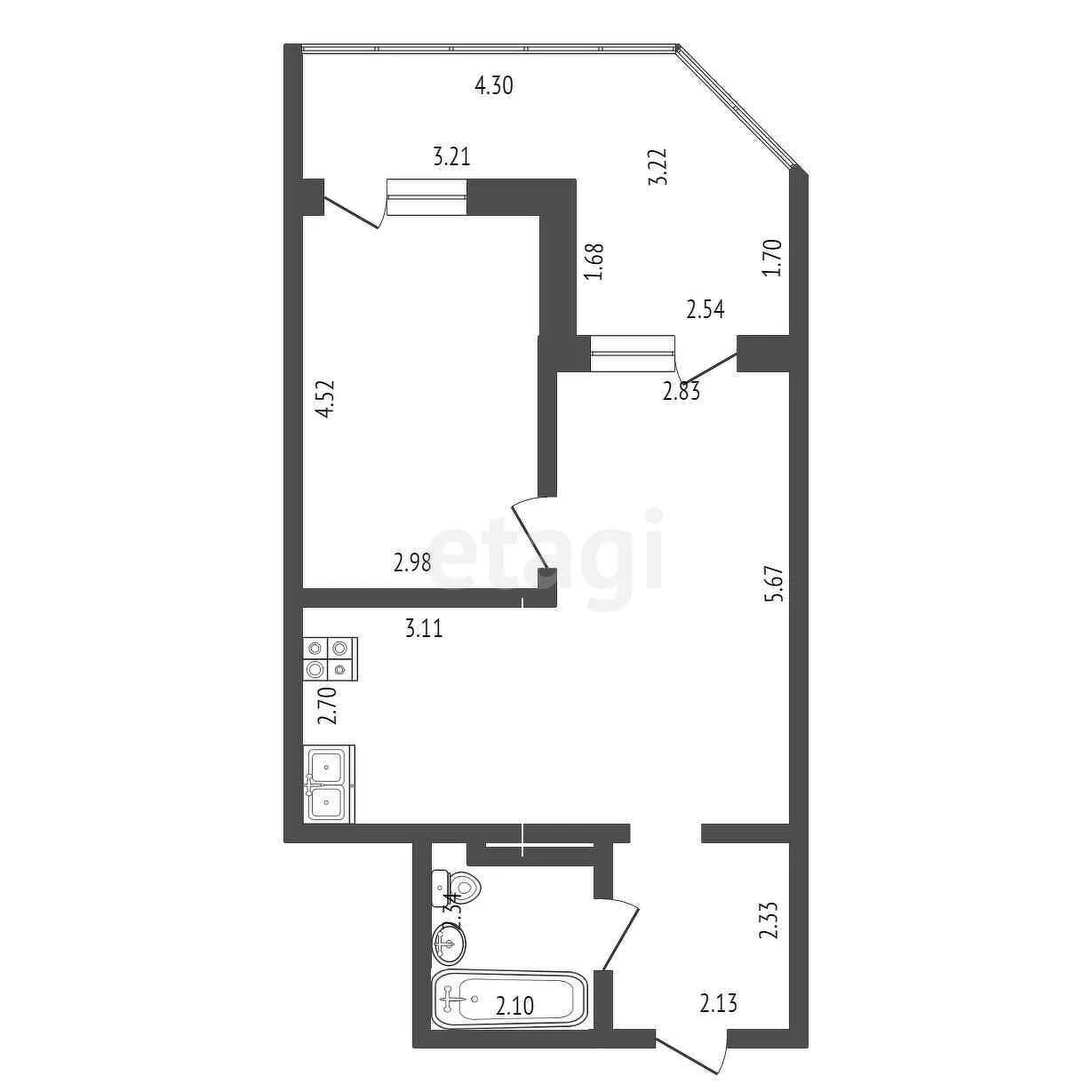 2-к квартира, 47.3м² (, 16/1) - миниатюра 17