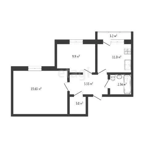 2-к квартира, 50.5м² (улица Шевцова, 5) - миниатюра 15