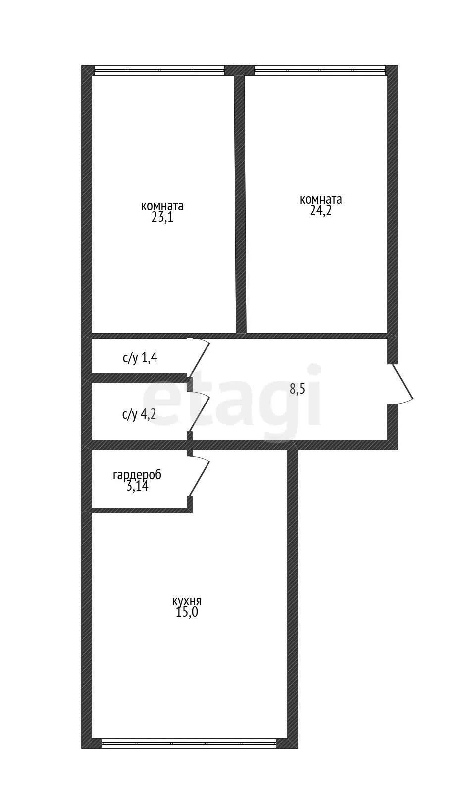 2-к квартира, 79.5м² (2-я Целиноградская улица, 38/3) - миниатюра 16
