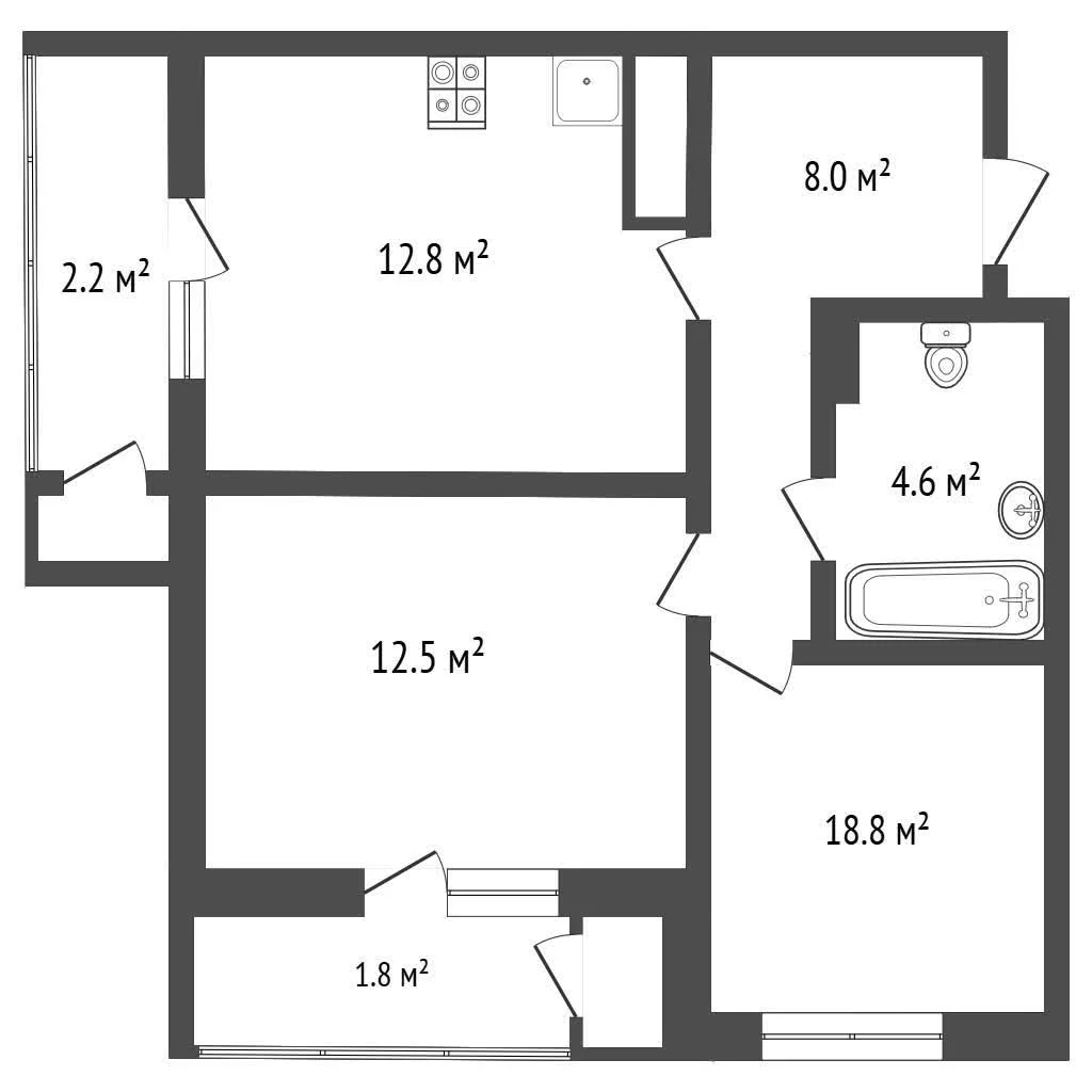 2-к квартира, 47.1м² (улица Автолюбителей, 1гк2) - миниатюра 5