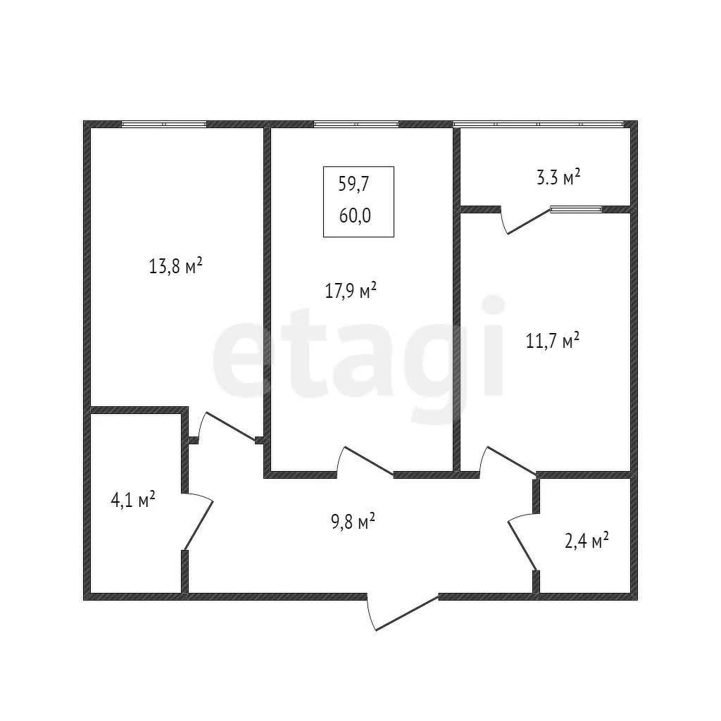 2-к квартира, 59.7м² (Железнодорожная улица, 23/1) - миниатюра 19